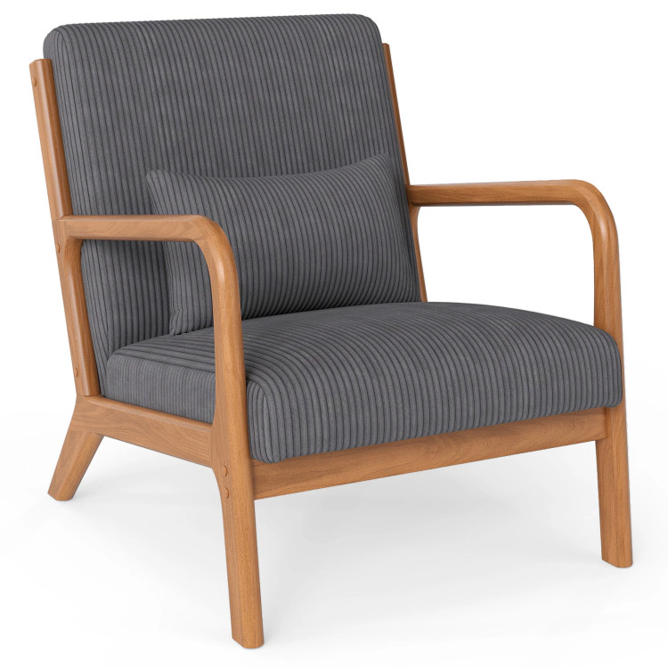Hivvago Accent Chair Corduroy Upholstered Lounge With Lumbar Pillow