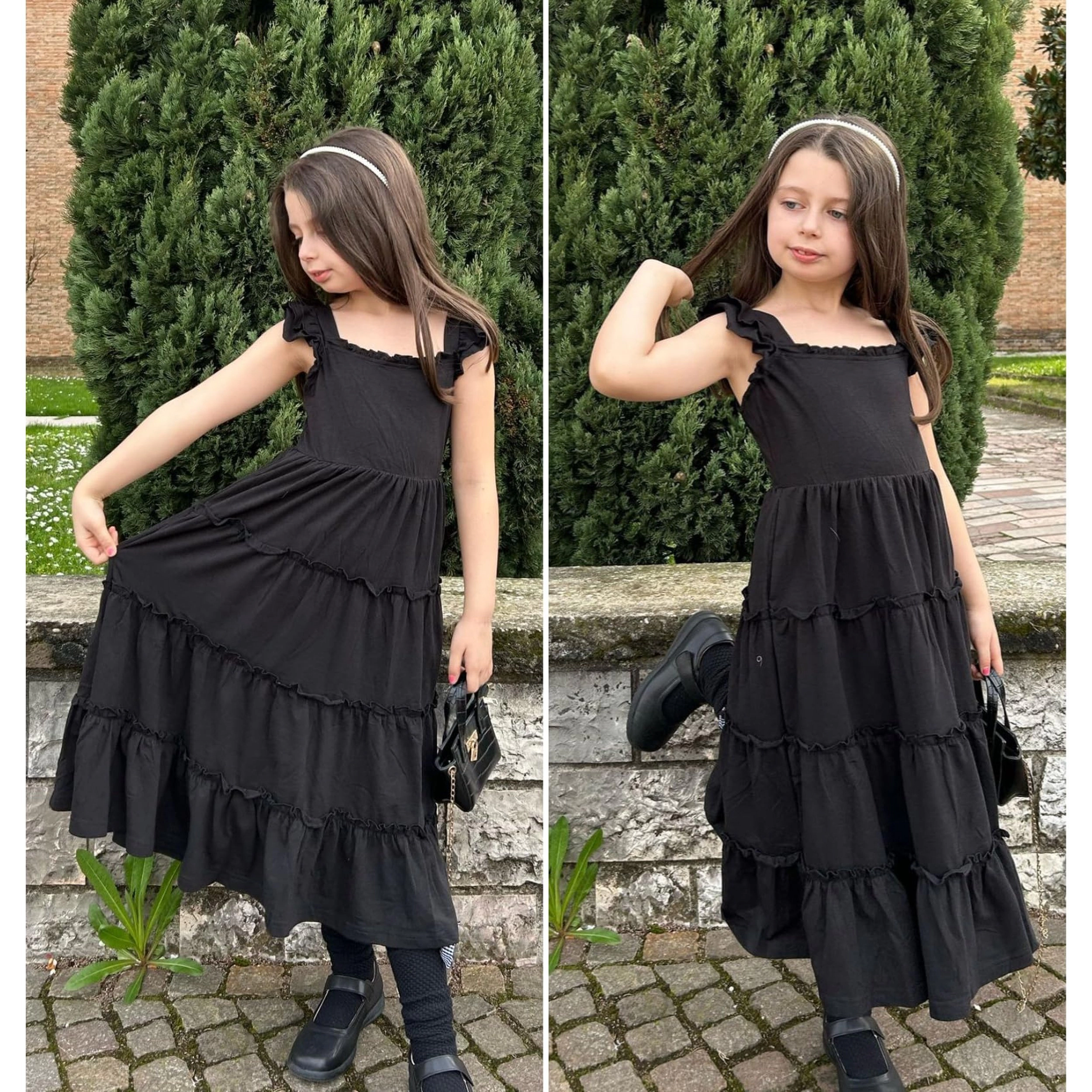 Arshiner Girls Maxi Summer Short Flutter Sleeve Casual Dress With Pockets