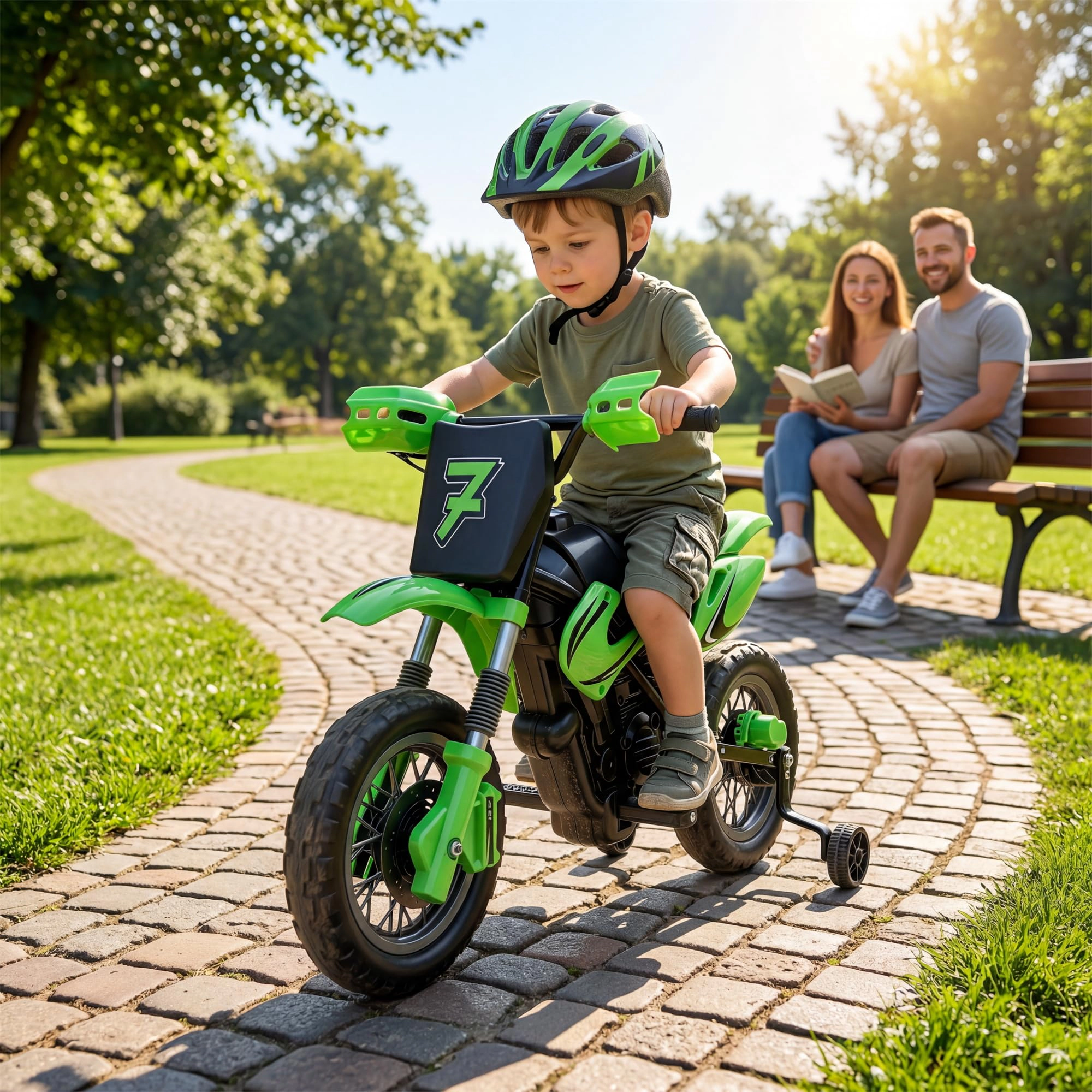 12V Kids Ride On Motorcycle with Dual Motors, 3-Wheel Electric Bike Lights & Sounds for Boys Girls