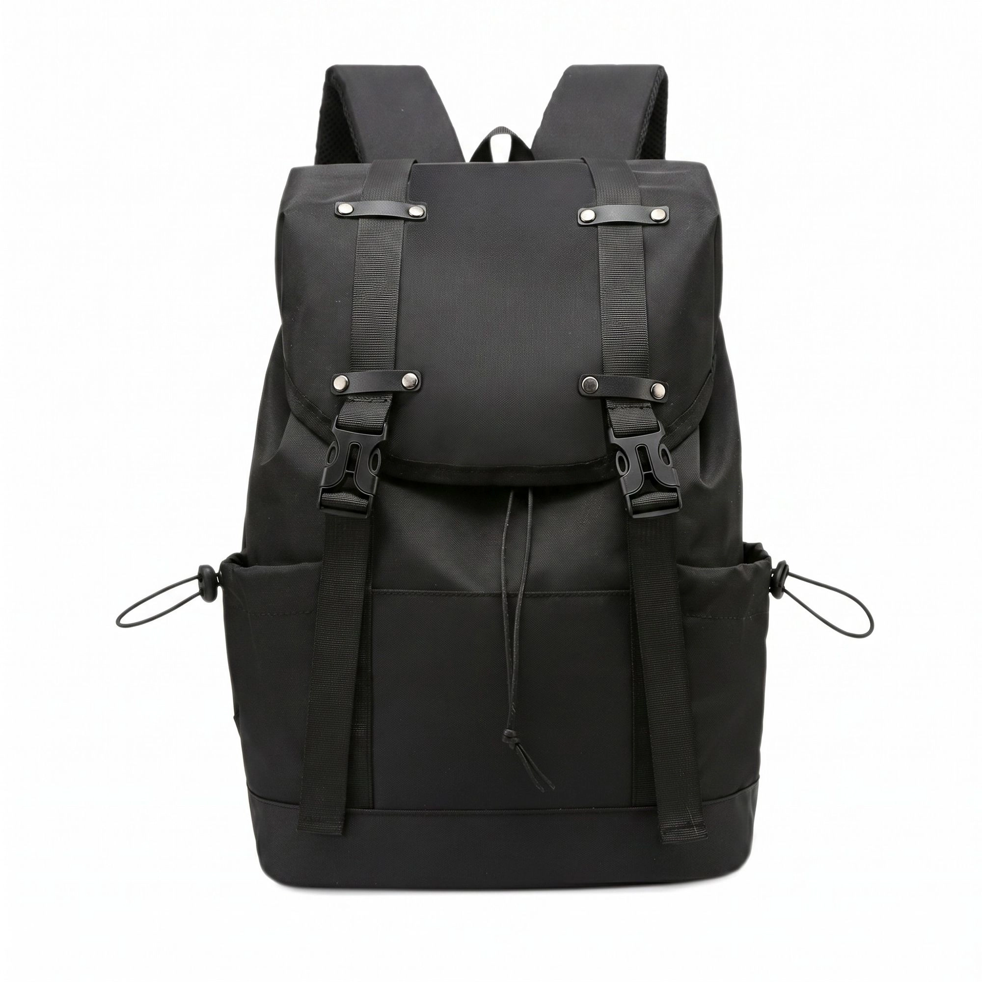 Alilang Women's Large Flap Backpack with Drawstring Closure Buckle Straps Side Pockets and Padded Shoulder