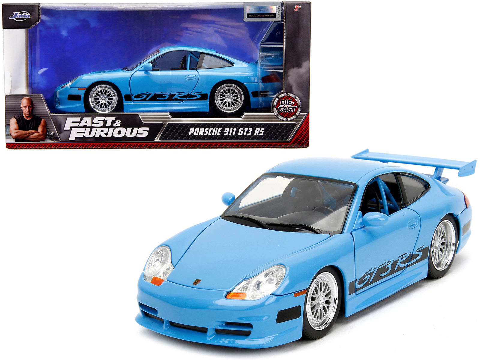 Jada Porsche 911 Gt3 Rs Light Blue With Black Accents "Fast & Furious" Movie 1/24 Diecast Model Car By Jada