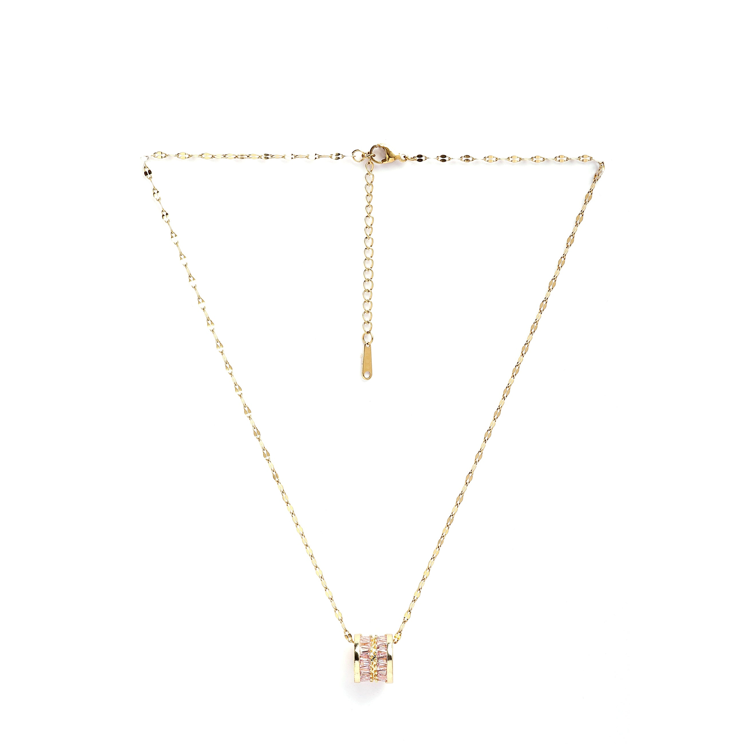 AGP PARIS Womens Diva Elegant Cylinder Inlaid Chain Pendant Necklace
