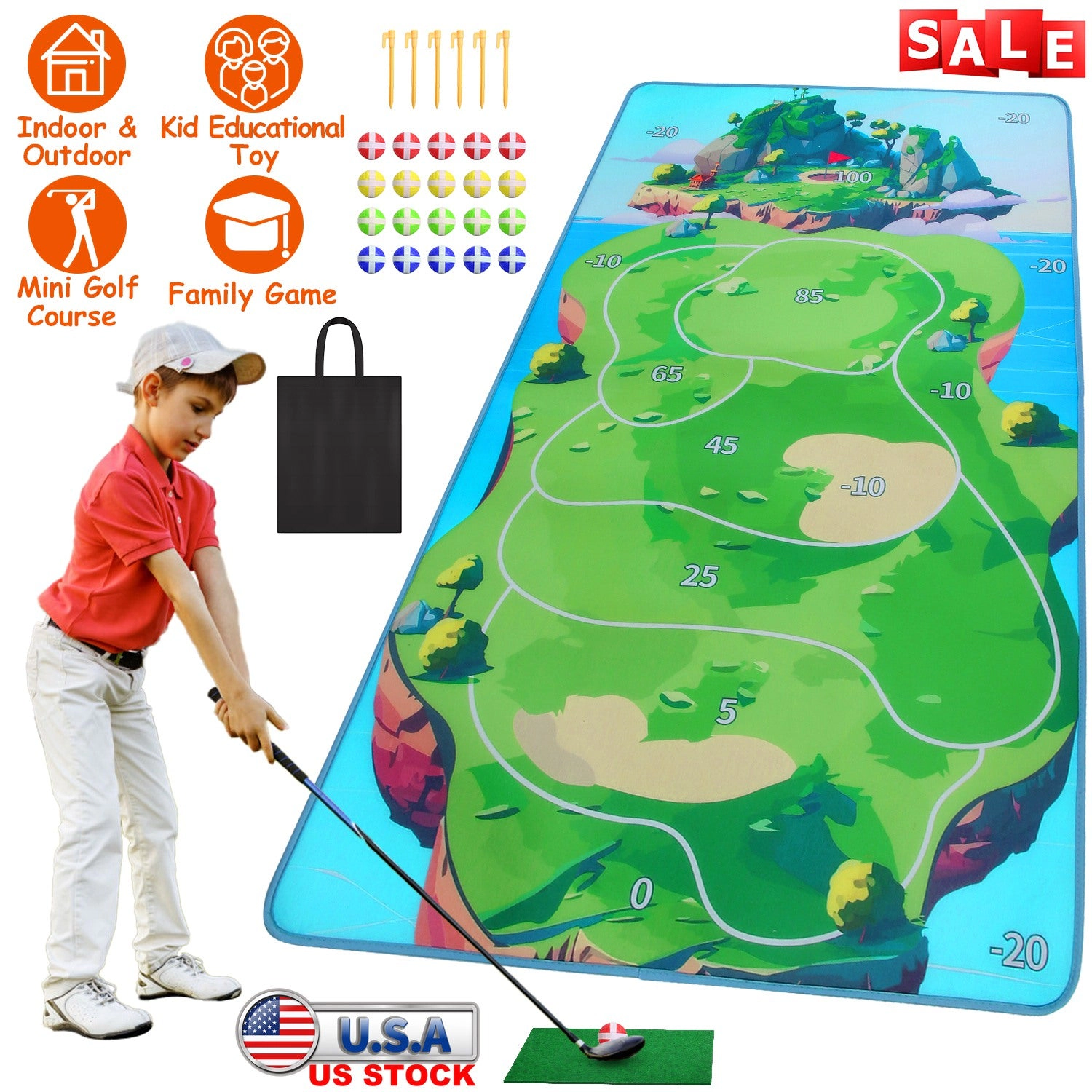 GBruno Indoor Outdoor Golf Practice Mat Game Set