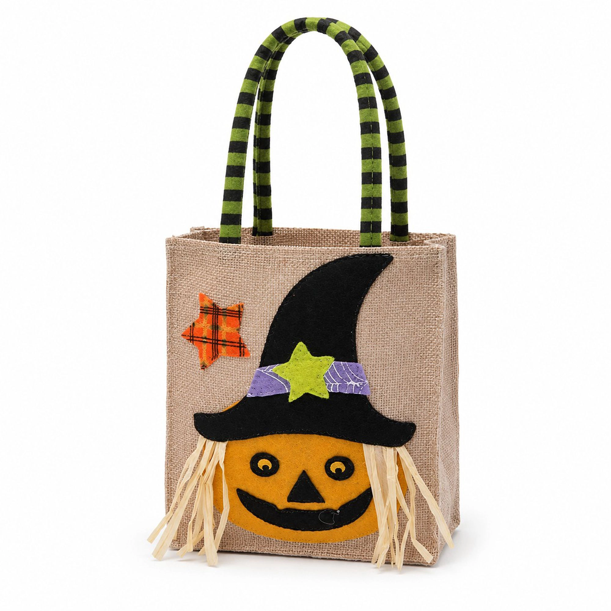 Alilang Halloween Burlap Character Applique Trick or Treat Tote Bag