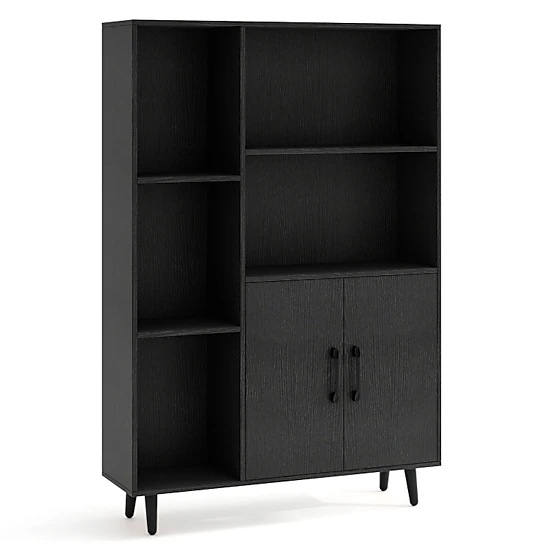 Hivvago 5-Compartment Floor Bookshelf with Storage Cabinet