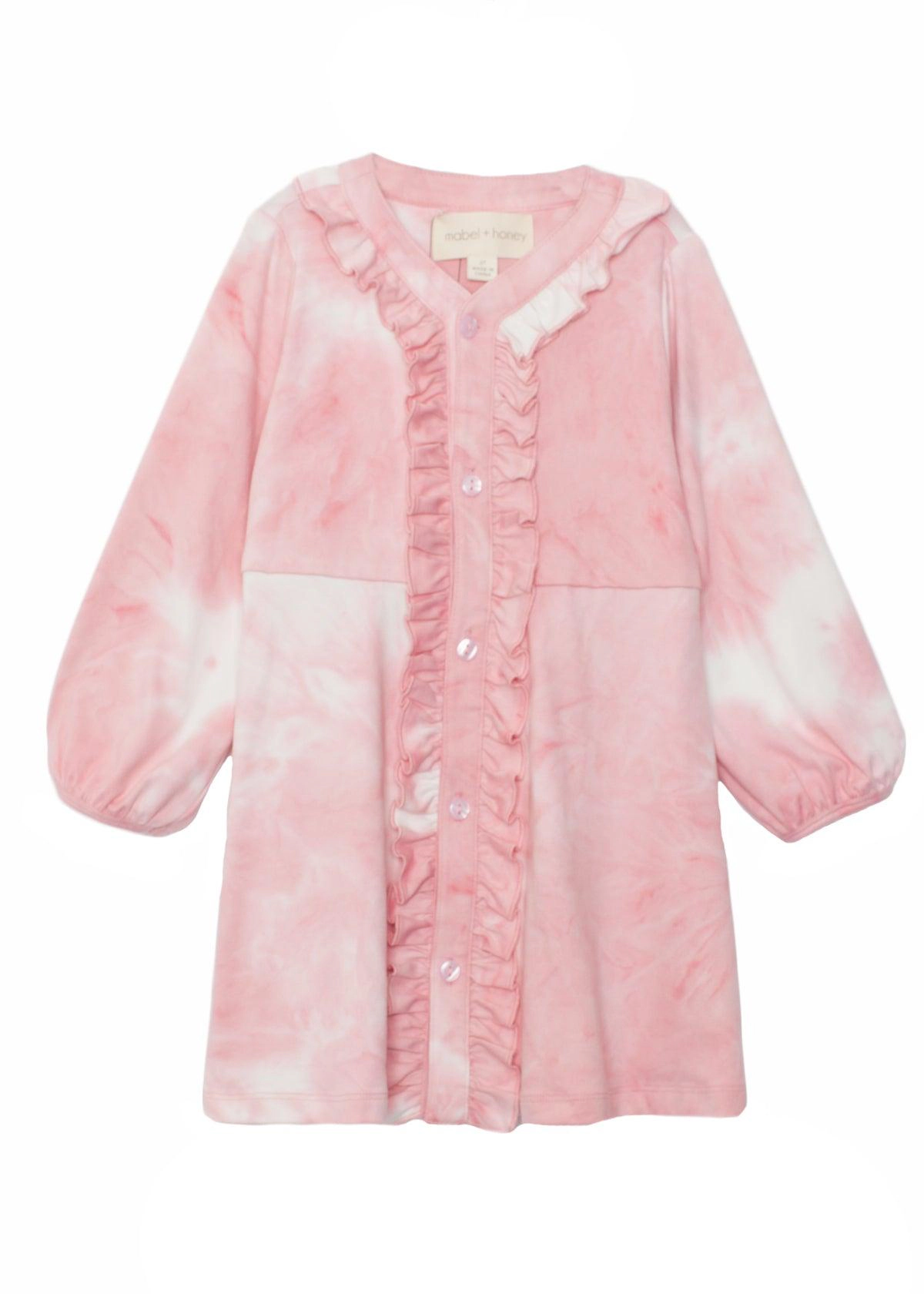 Mabel and Honey Pink Tie-Dye Ruffle Knit Dress for Girls