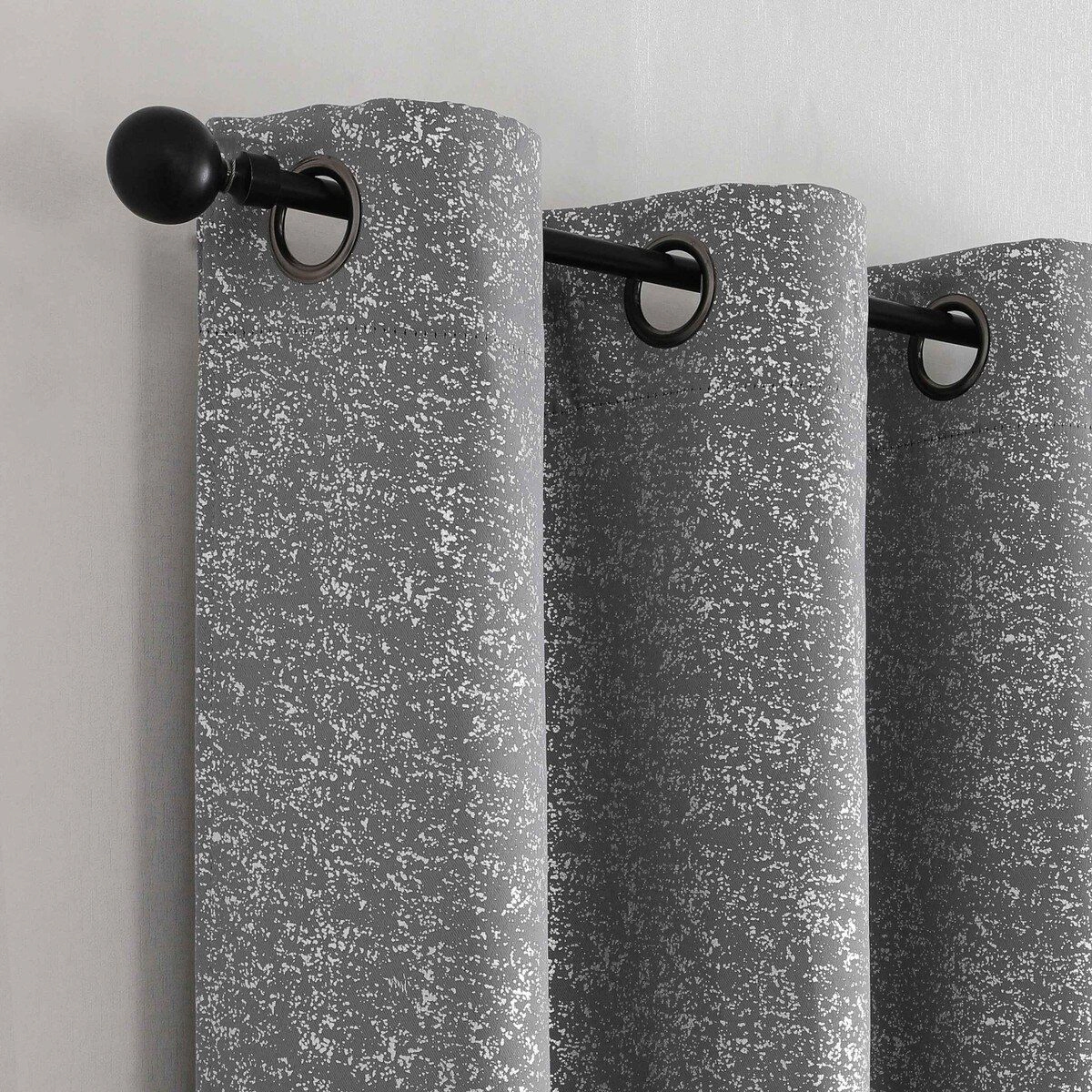 Kate Aurora 2 Piece Sadie Metallic Sparkle Grommet Top Gray Room Darkening Curtain Panels
