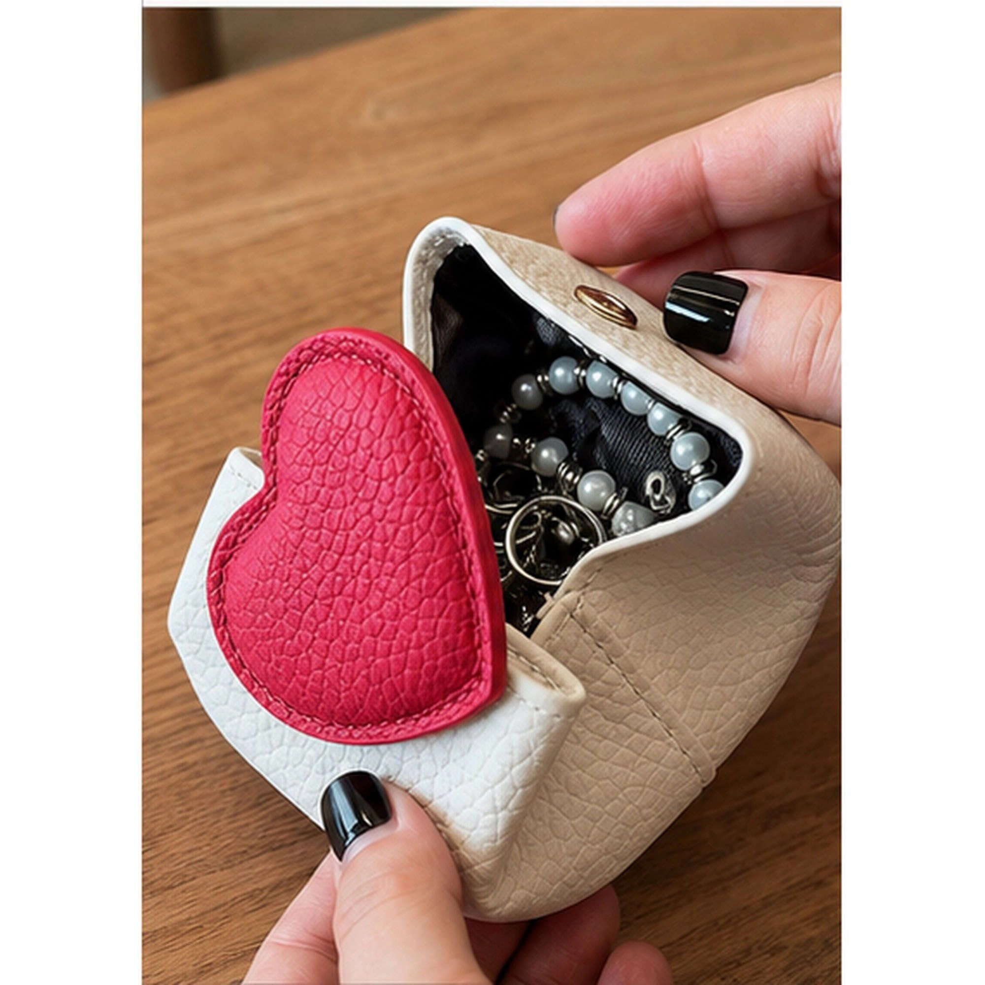 Alilang Women's Heart Accent Mini Travel Jewelry Organizer Case