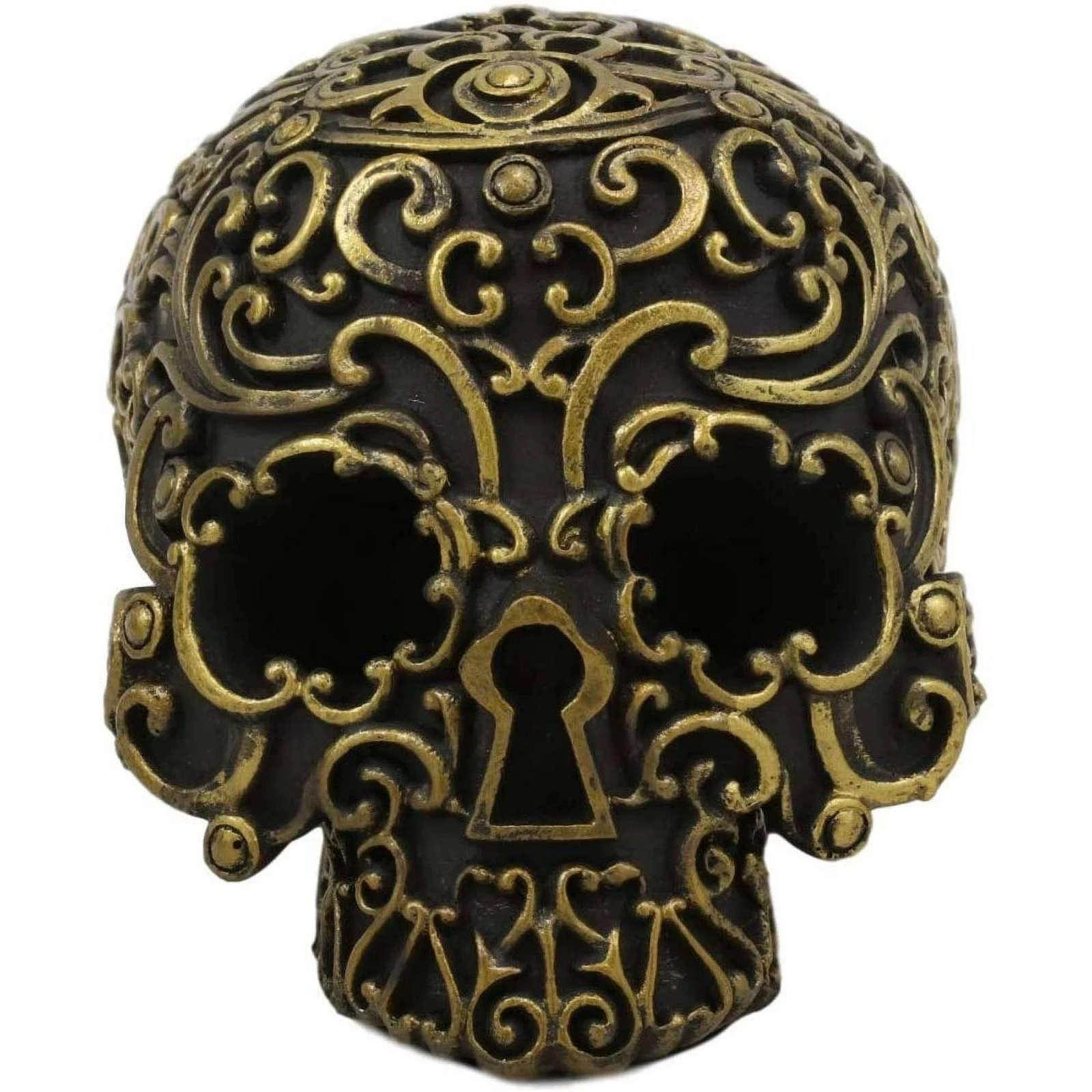 Pacific Giftware Royal Persian Black and Gold Keyhole Skull Figurine 6 inch Long Skeleton Decor