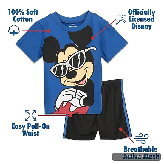 Disney Mickey Mouse 2-Piece Graphic Tee and Mesh Shorts Set