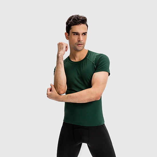 Anna-Kaci Men's Short Sleeve Compression Top with Moisture-Wicking Stretch Fabric for Performance and Training