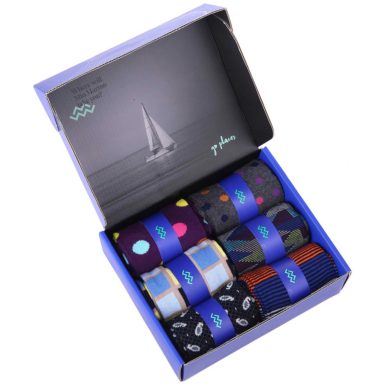 Mio Marino Men's Fashion Patterned Cotton Blend Dress Socks 6-Pack Gift Set