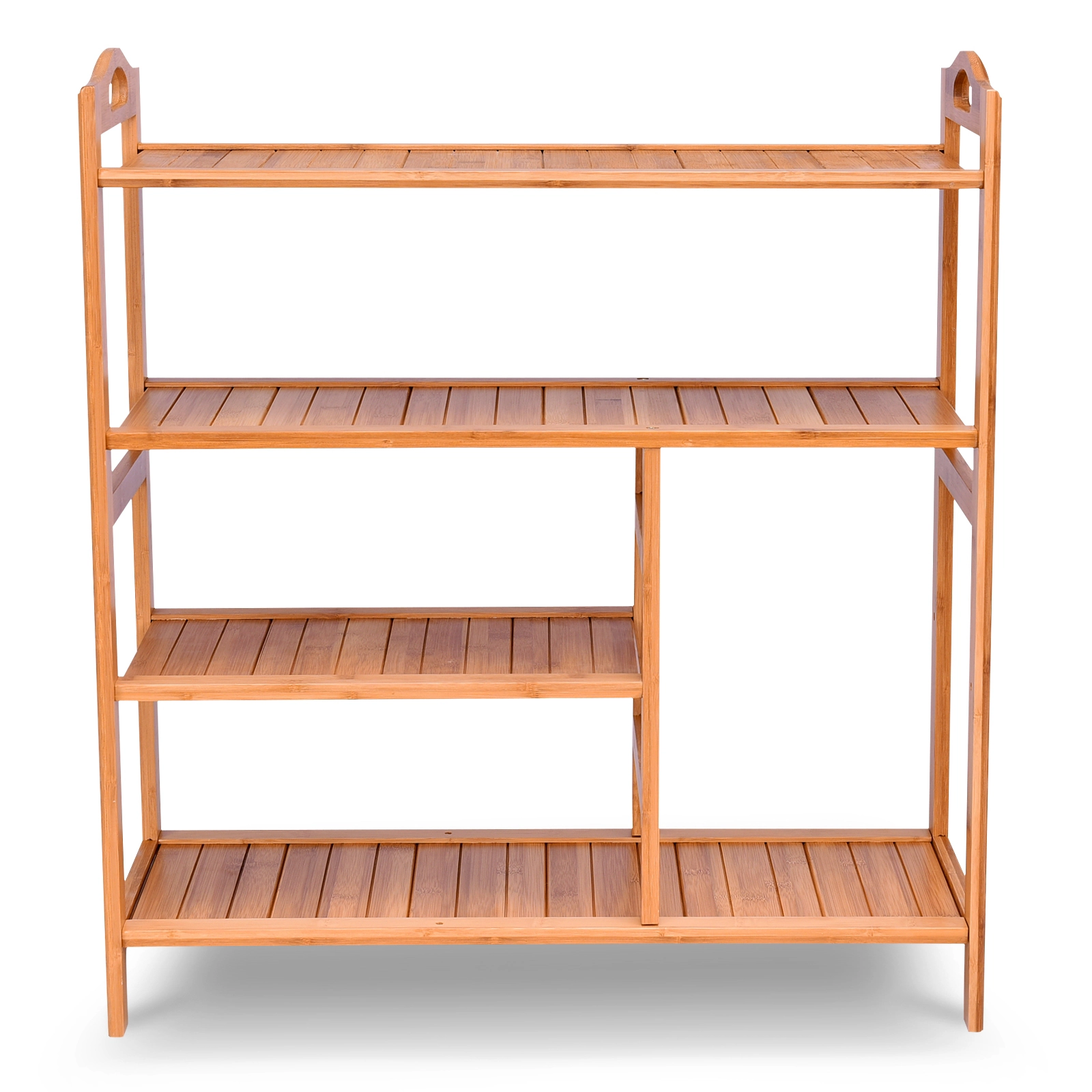 Hivvago 4 Tiers Multifunction Bamboo Storage Shoe Rack for Entryway Hallway