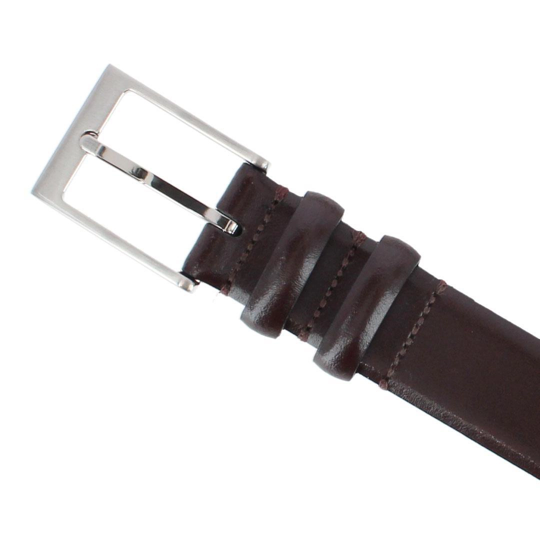 BOCONI Men's Smooth Italian Leather Double Loop Belt