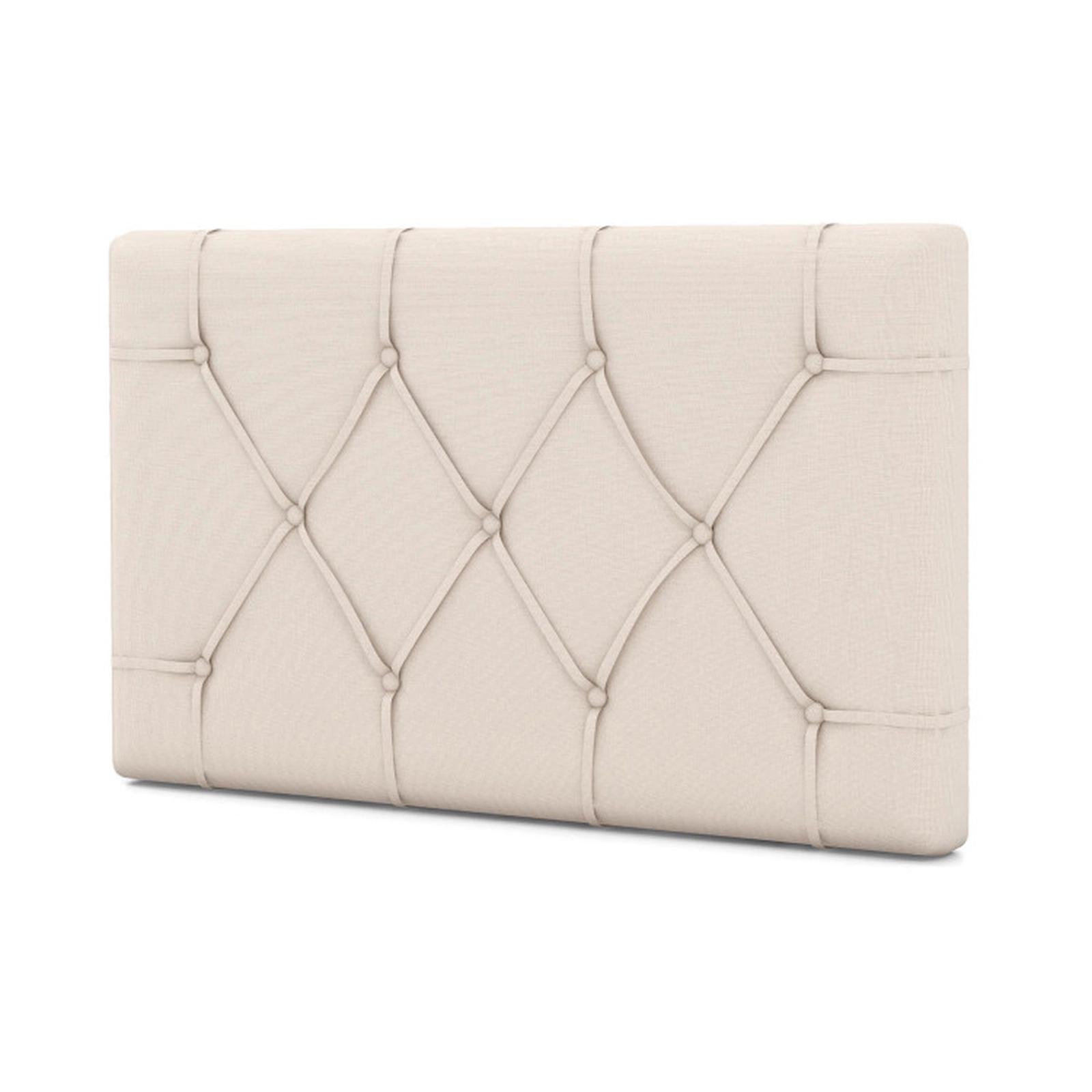 SUGIFT Beige Diamond Stitched Fabric and MDF Frame Upholstered Twin Headboard