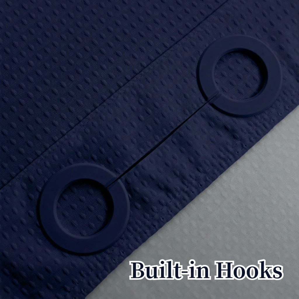 WZK Waffle Weave Snap In Liner No Hooks Required Waterproof Washable Heavy Duty Shower Curtain