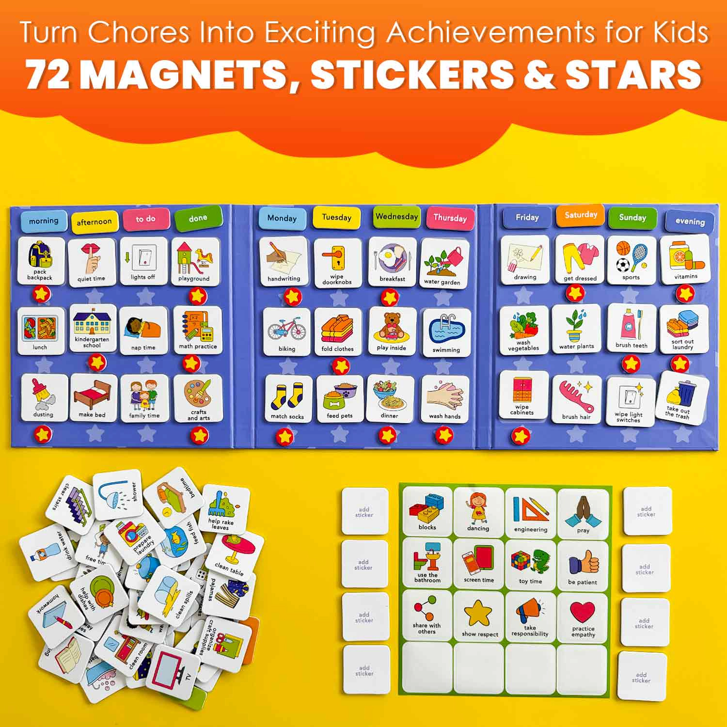 QUOKKA Magnetic Chore Chart for Kids, Behavior & Responsibility Reward Board Toddlers Teens