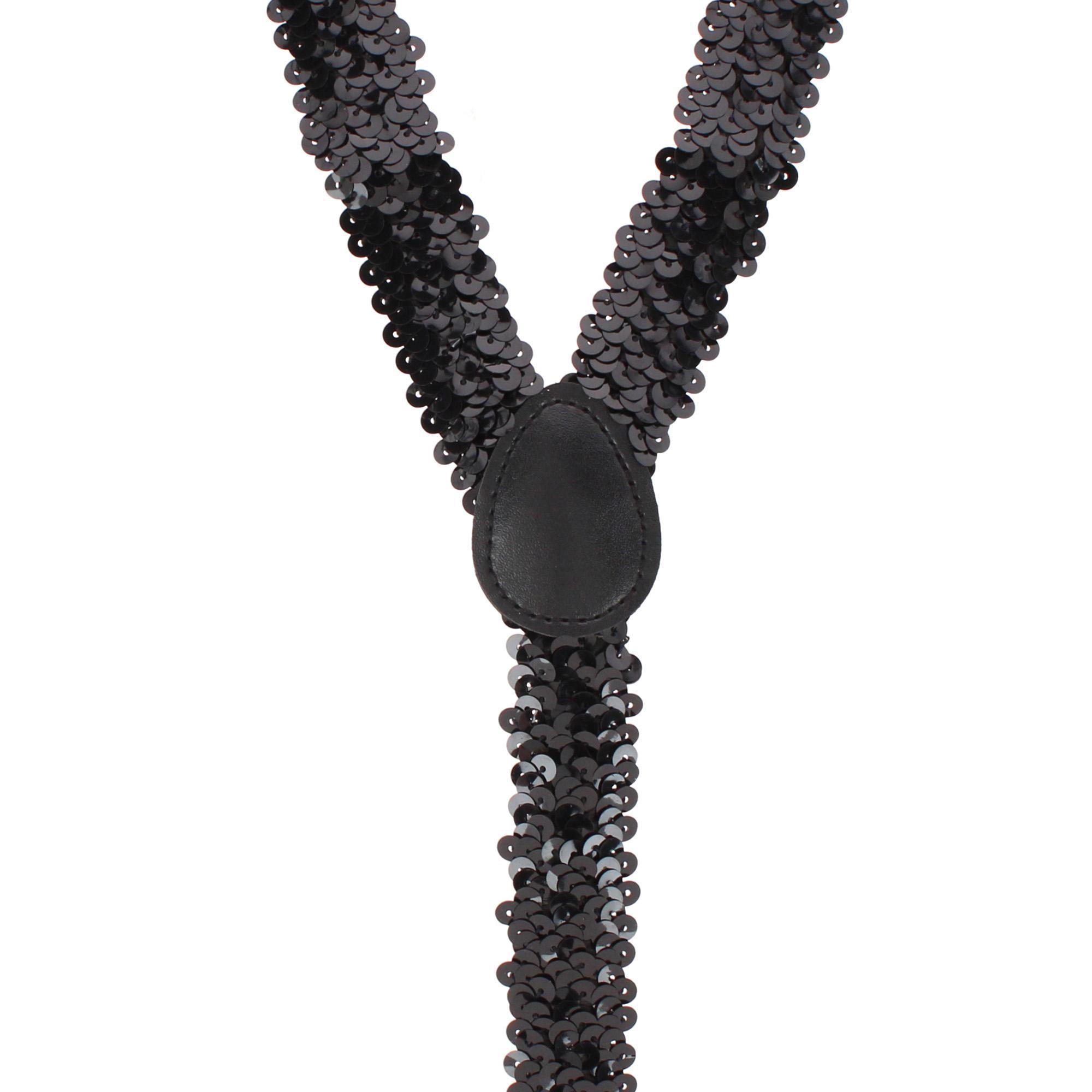 CTM Women's Elastic Sequins Clip-End Suspenders
