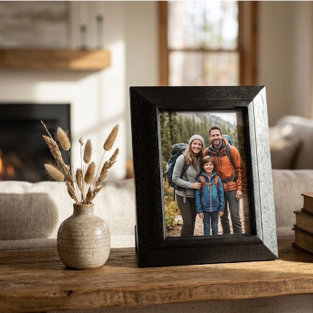 Jiallo Classic Black Wood 8x6 Photo Frame for 4x6 Photos