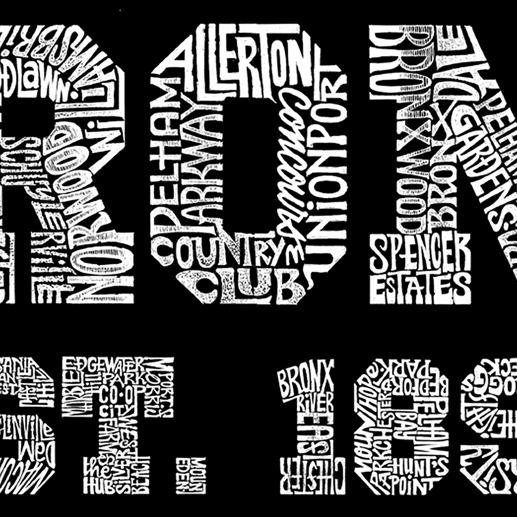 LA Pop Art Men's Bronx Neighborhoods Word T-Shirt
