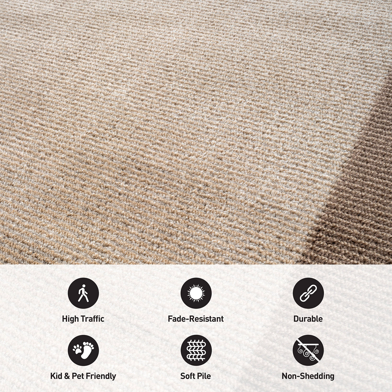 World Rug Gallery Modern Geometric Stripe Bordered Area for Living Room, Bedroom, or Entryway-Low Pile Indoor