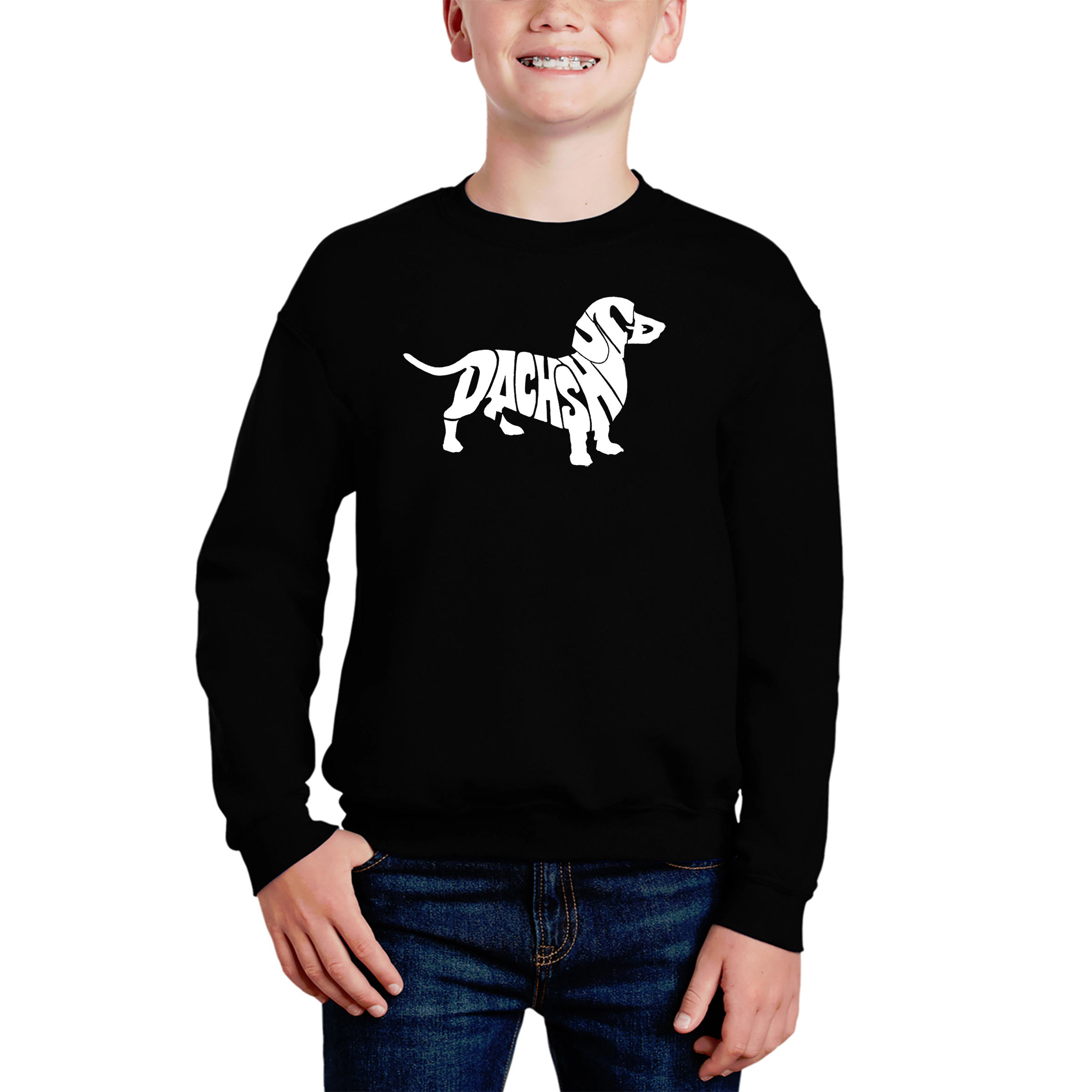 LA Pop Art Boy's Word Sweatshirt - Dachshund