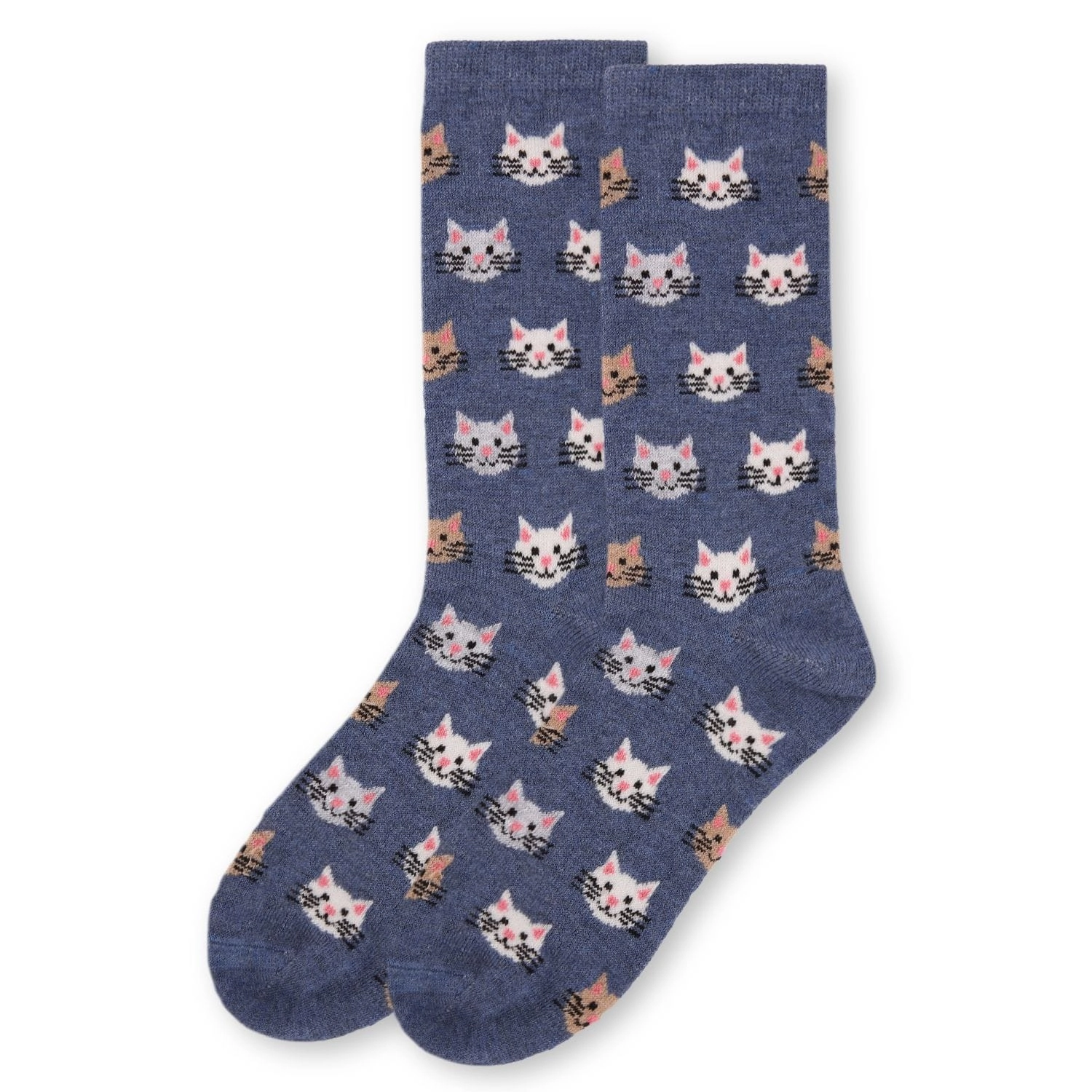 MeMoi Women's Soft Cheerful Cat Face Cashmere Crew Socks