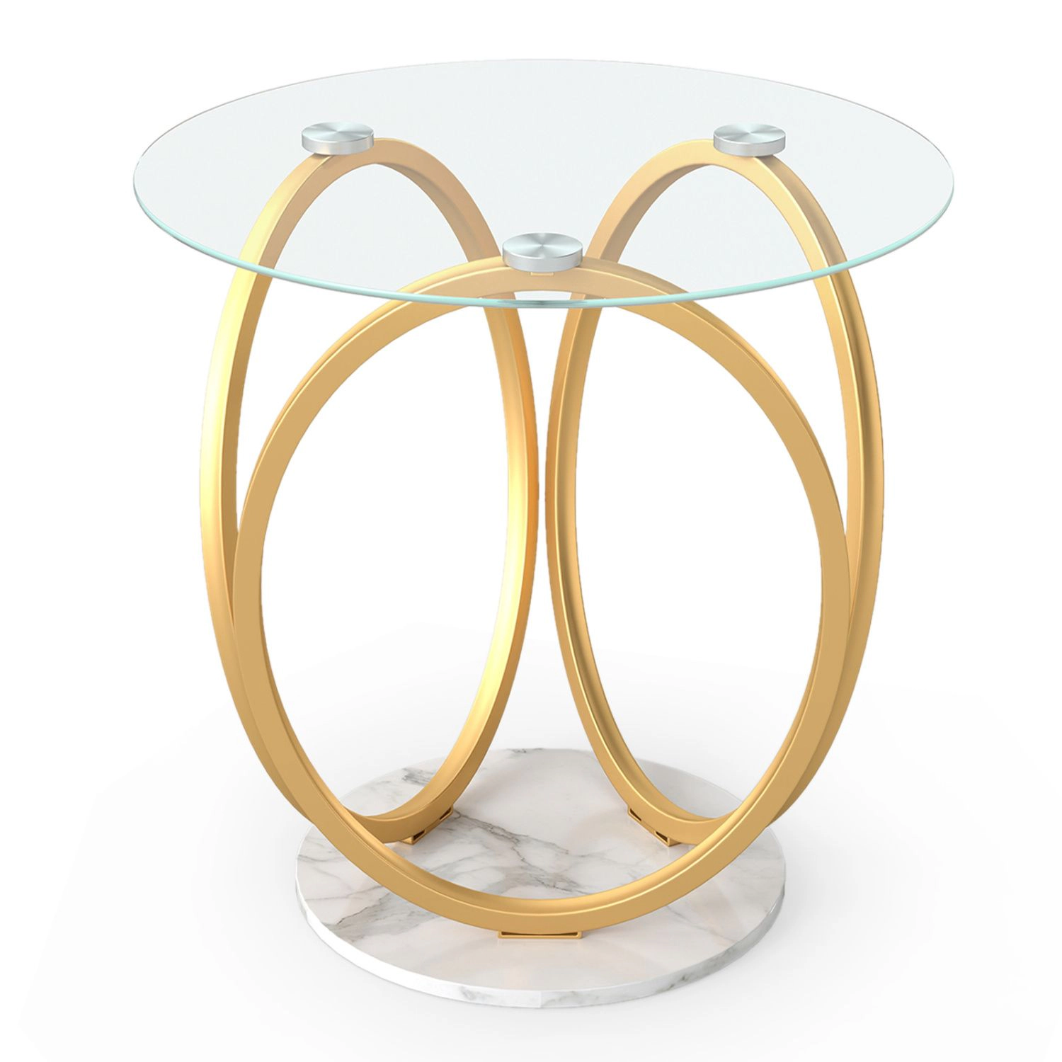 SlickBlue Tempered Glass Nightstand with Gold Metal Frame