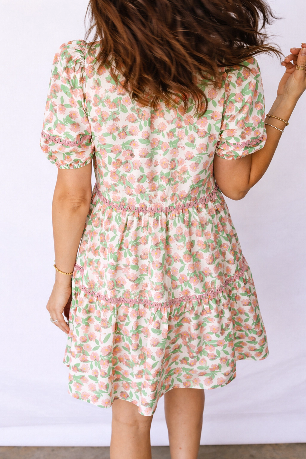Threaded Pear Women's Rachel Short Puff Sleeve Dress