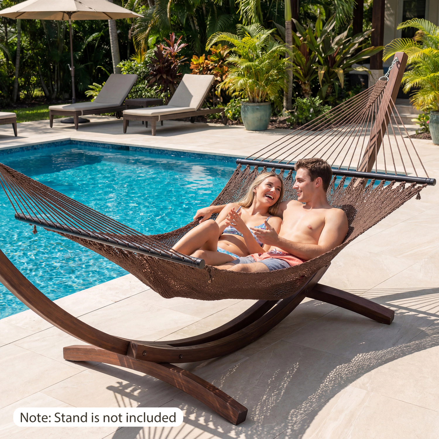 LJG Caribbean Hammock with Spreader Bar for Patio Poolside