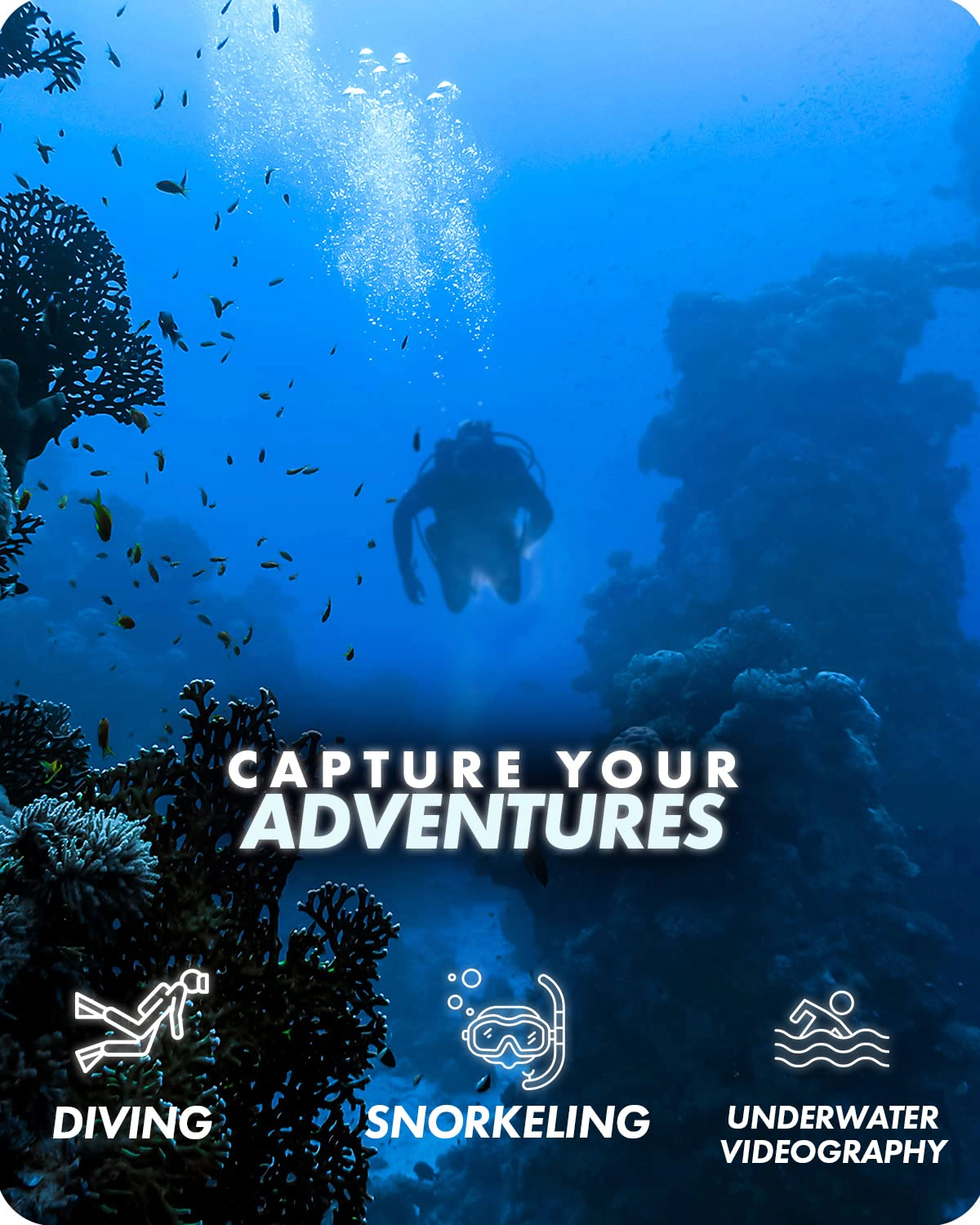 Movo GB-U80 Underwater Diving Rig for GoPro Waterproof Action Cam (XL Version) - Teal