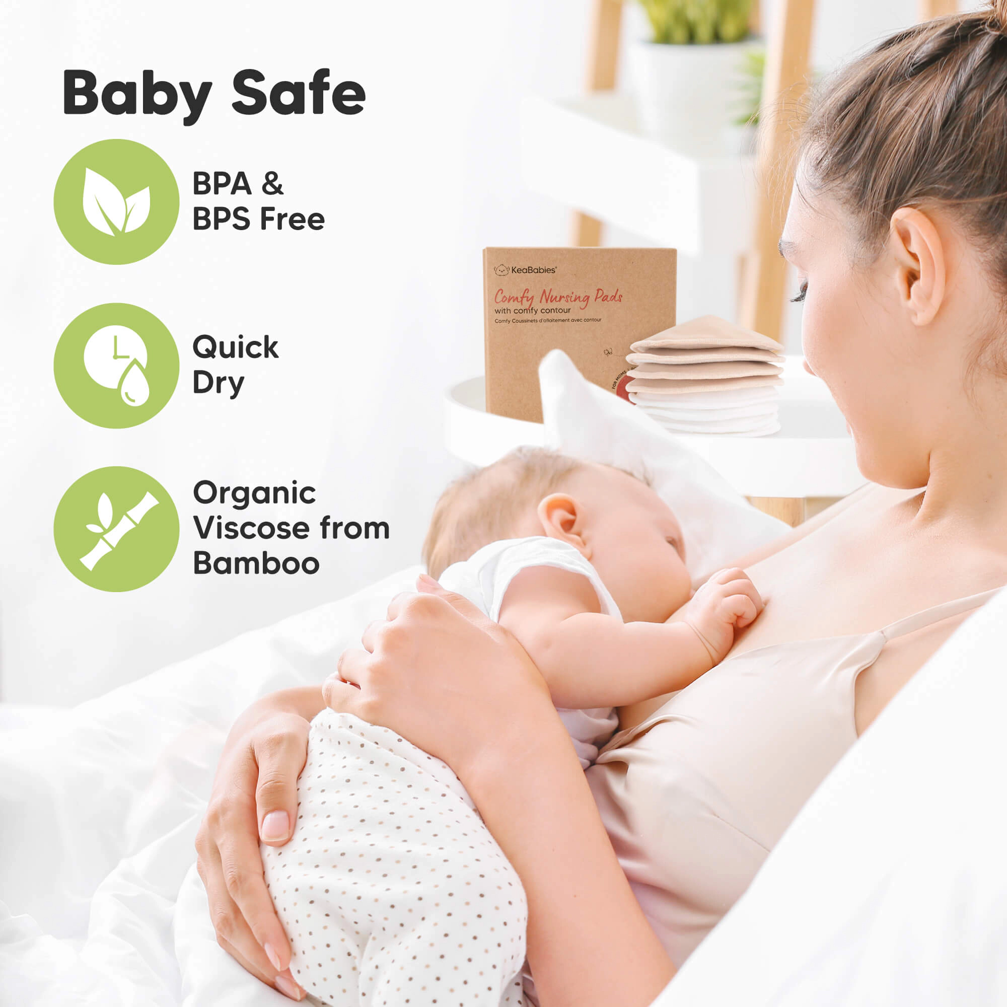KeaBabies 8-Pack Comfy Nursing Pads, Postpartum Breastfeeding Pads
