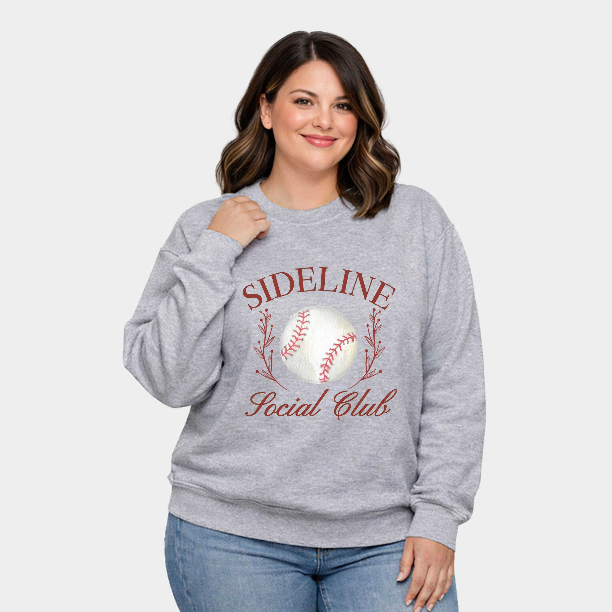 Simply Sage Market - Baseball Sideline Social Club  Women's Plus Sized Graphic Sweatshirt