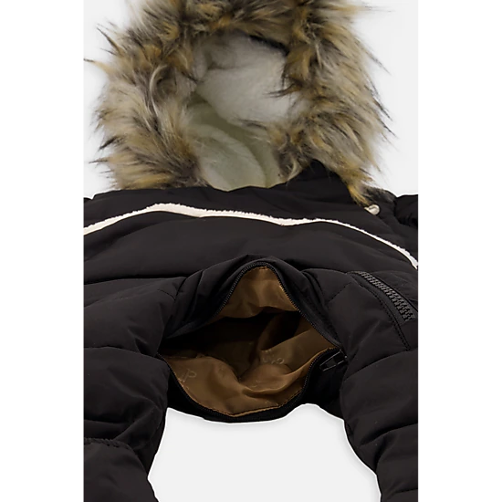 Deux par Deux Unisex Snug One Piece Snowsuit Adapted for Car Seats with Faux Fur-Trimmed Hood