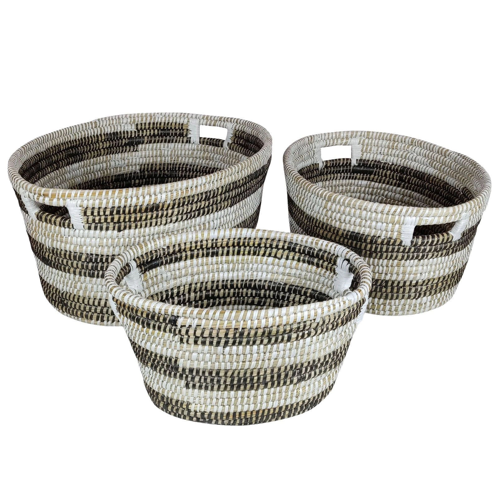 SlickBlue Woven Storage Basket Set, 3 Sizes with Carry Handles