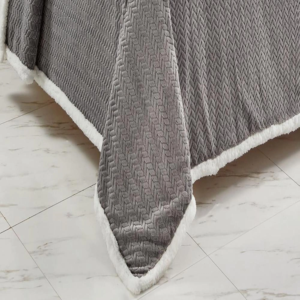 Jacquard Sherpa Microplush Soft Premium Microplush, Braided Oversized All Season Blanket, King