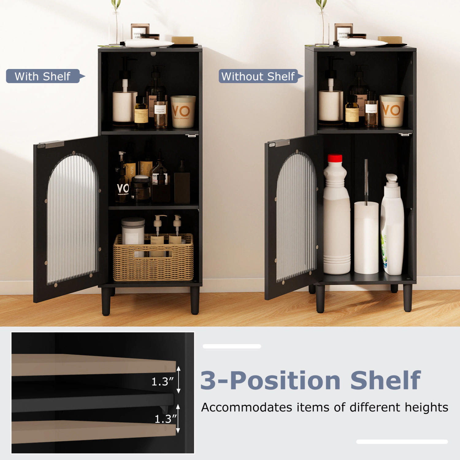 SlickBlue Bathroom Storage Cabinet with Glass Door and Shelf