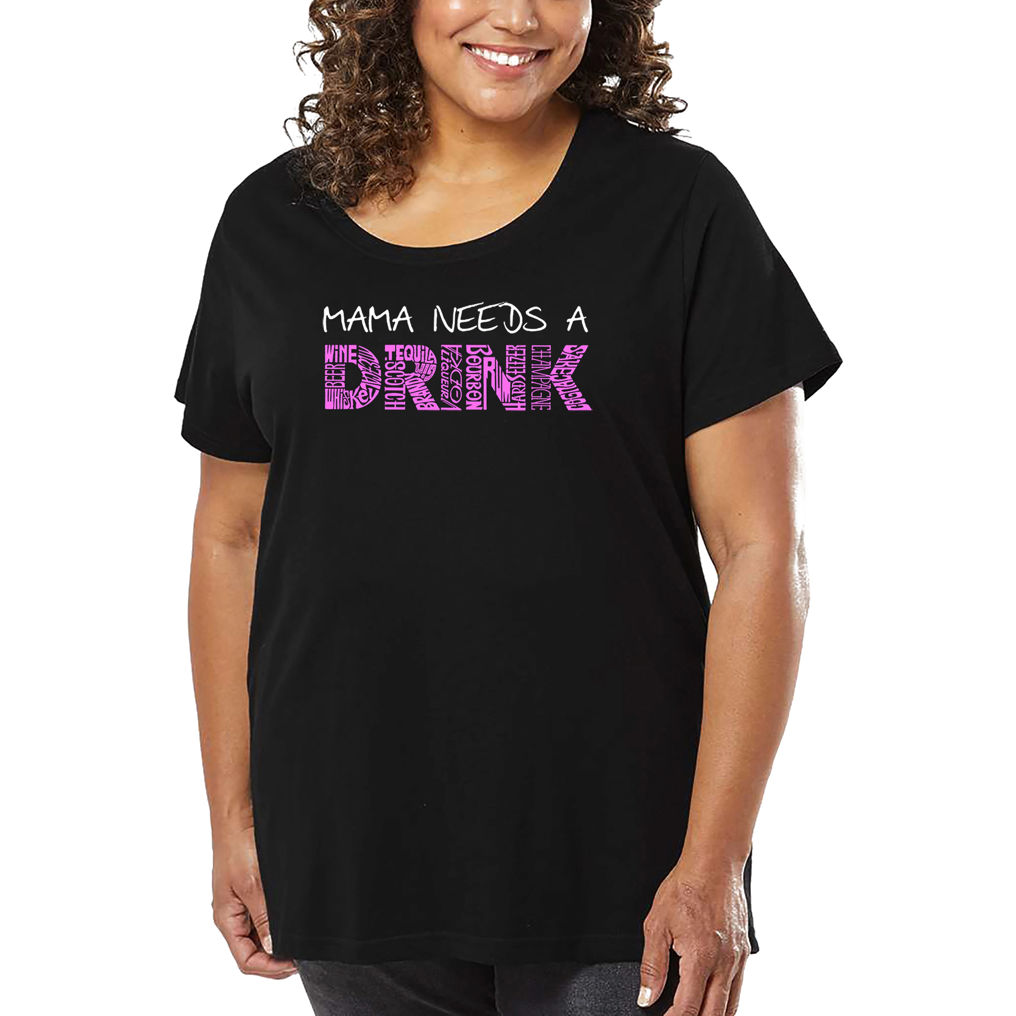 LA Pop Art Women's Plus Word T-Shirt - Mama Needs a Drink