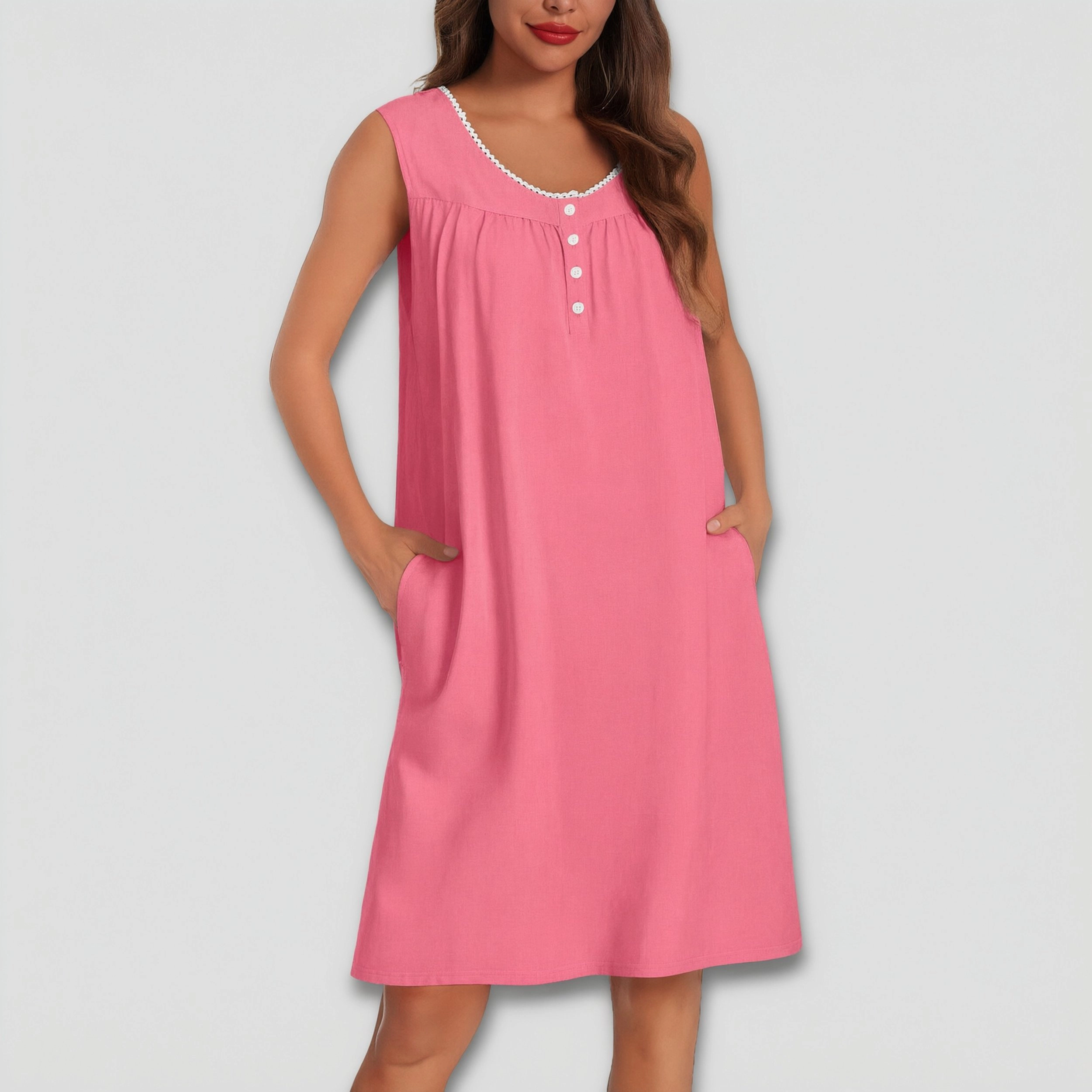 Ekouaer Cotton House Dresses Tank Gown Vintage Nightgown Night for Women Soft Comfy