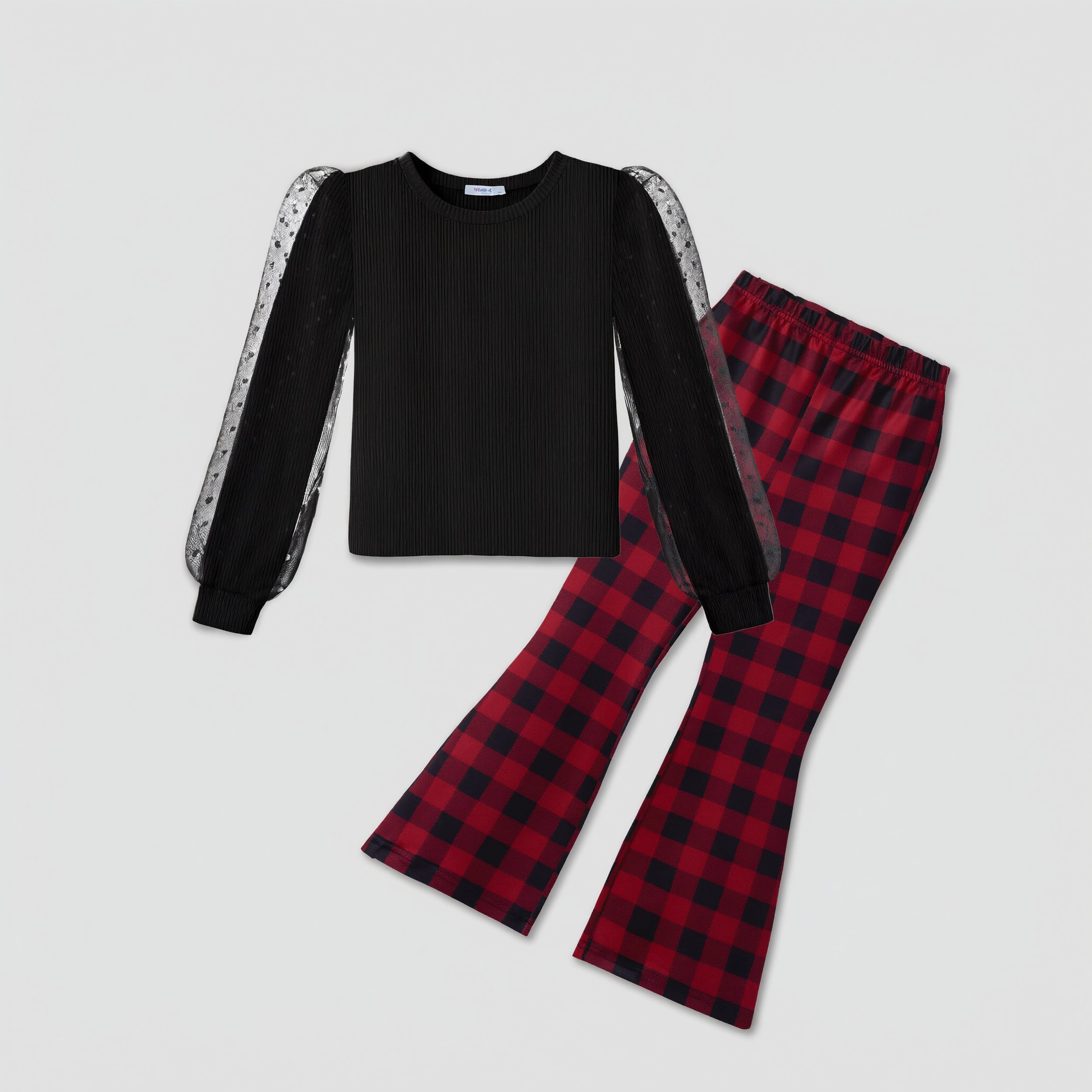 Arshiner Toddler Clothes Piece Fall Outfits Cute Knit Tulle Puff Sleeves Top And Leopard Flare