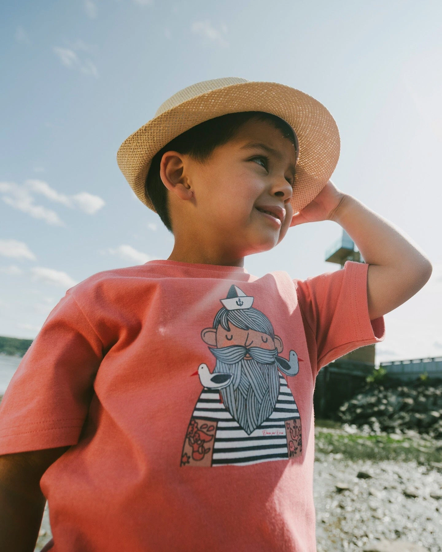 Deux par Boys Organic Cotton Sailor Graphic Short Sleeve T-Shirt