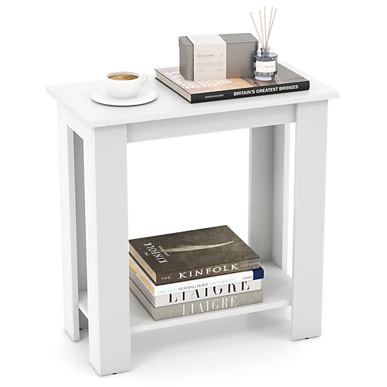 Glintex Compact 2-Tier End Table with Open Bottom Shelf and 110-Lb Top