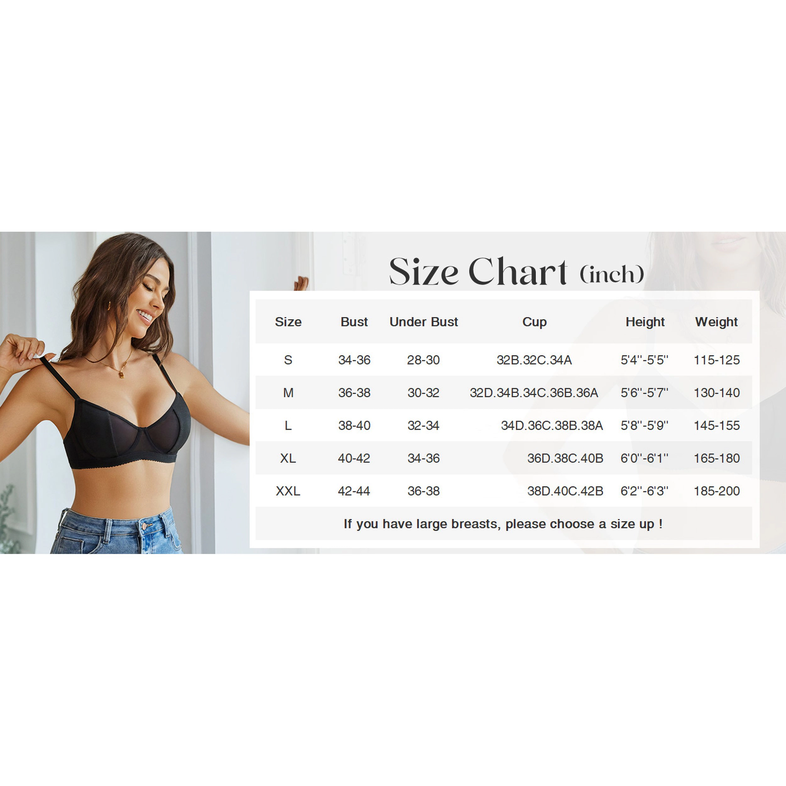 Avidlove Women's Mesh Balconette Underwire Unlined Bra