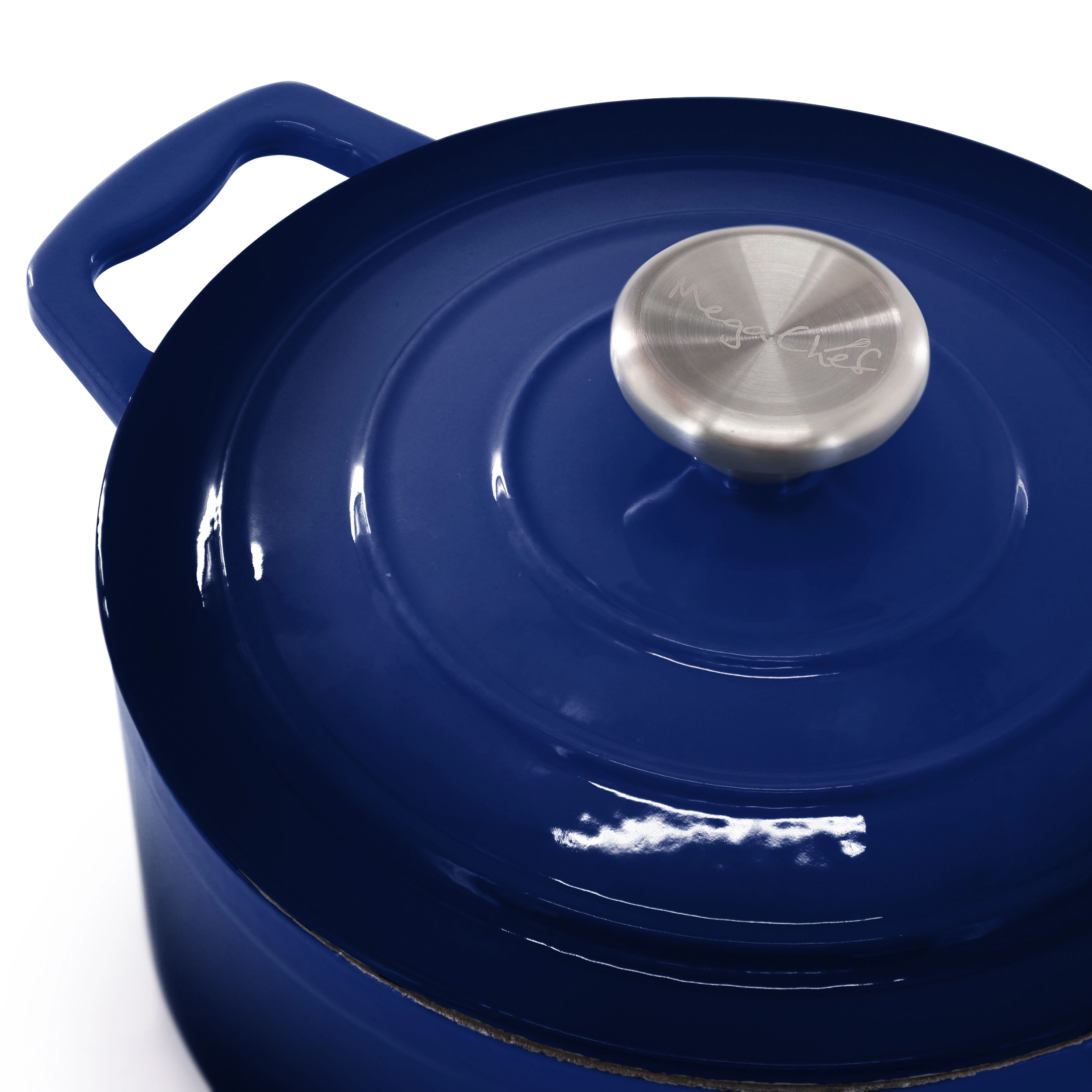 MegaChef 7 Piece Enameled Cast Iron Cookware Set Purple