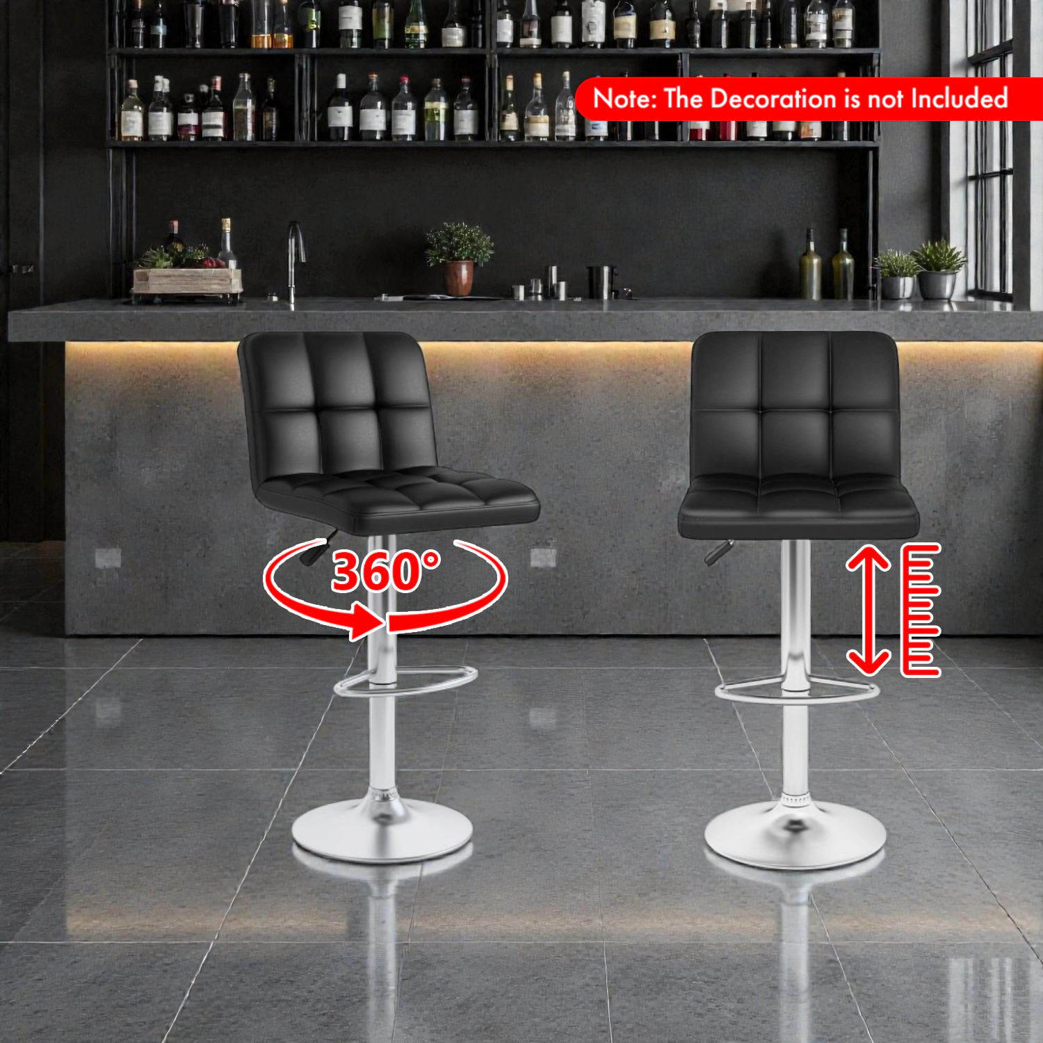 Hivvago Set of 2 Contemporary Bar Stools with Backrest Sturdy Metal Frame and Footrest