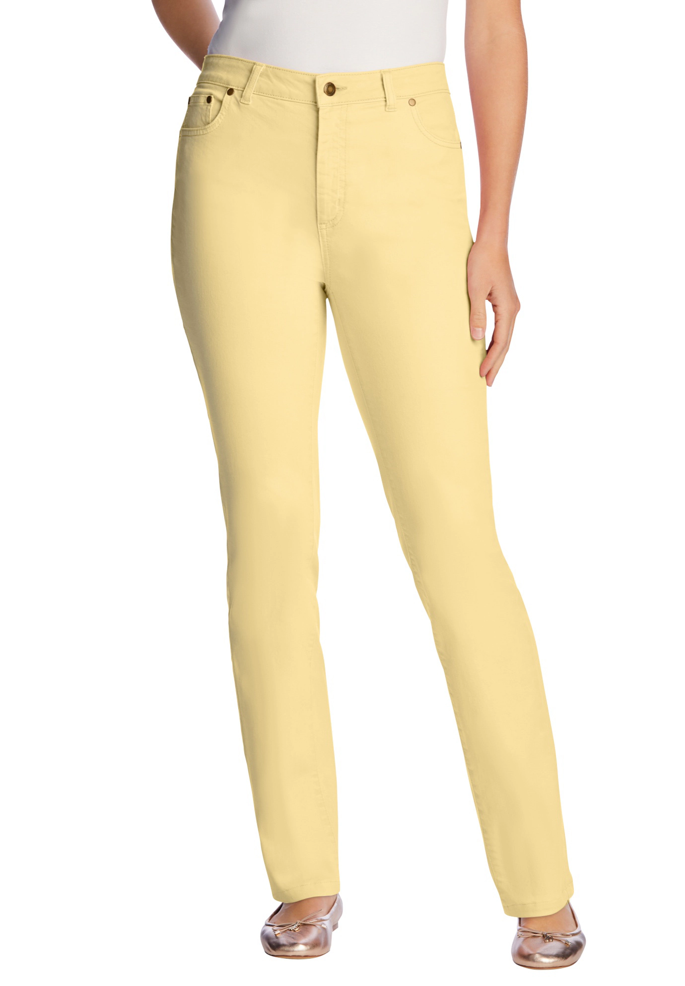 Woman Within Plus Stretch Denim 5-Pocket Straight-Leg Jeans