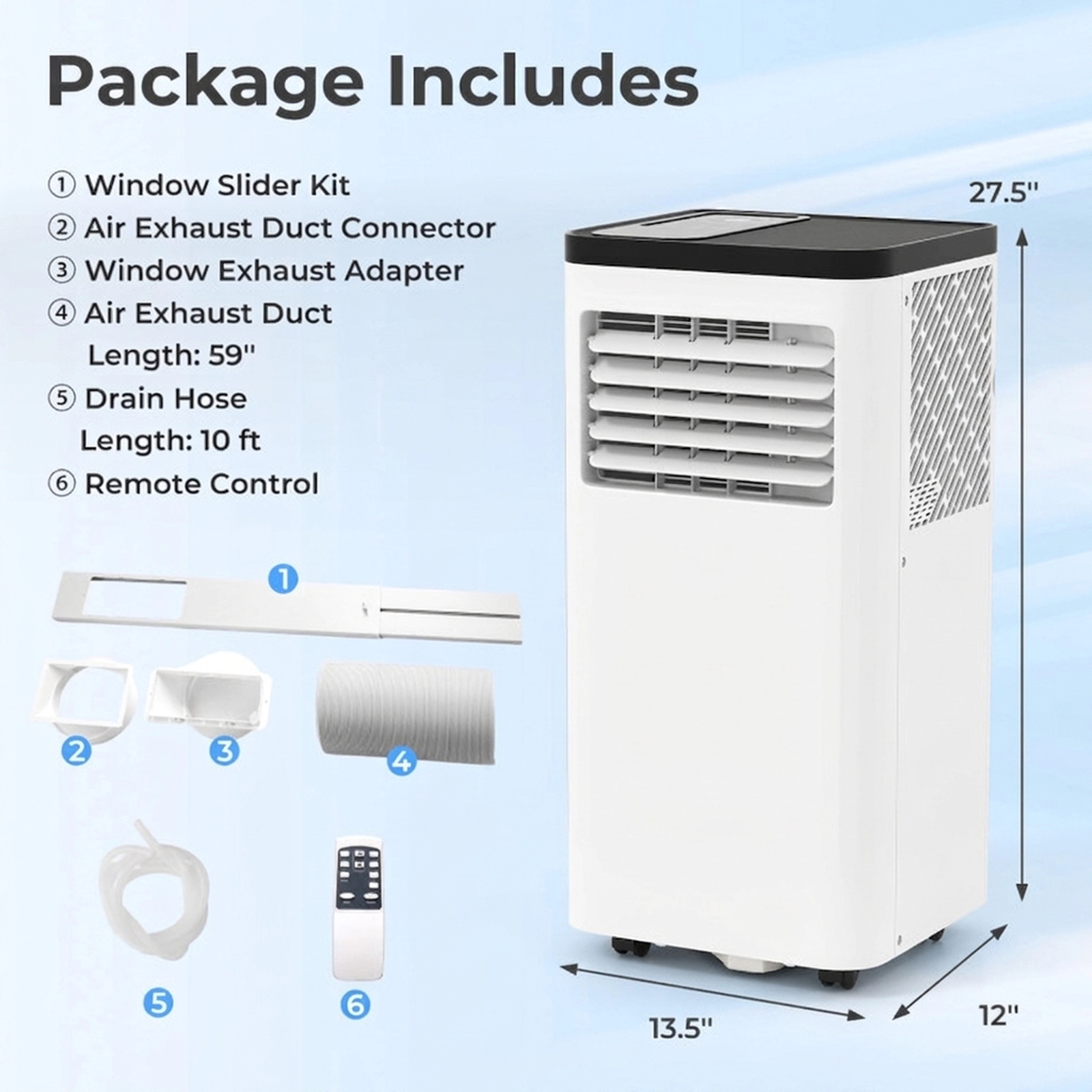 SUGIFT 8000 BTU 3-in-1 Air Conditioner Floor AC Unit Fan and Dehumidifier 165 CFM for Rooms up to 350 sq ft White