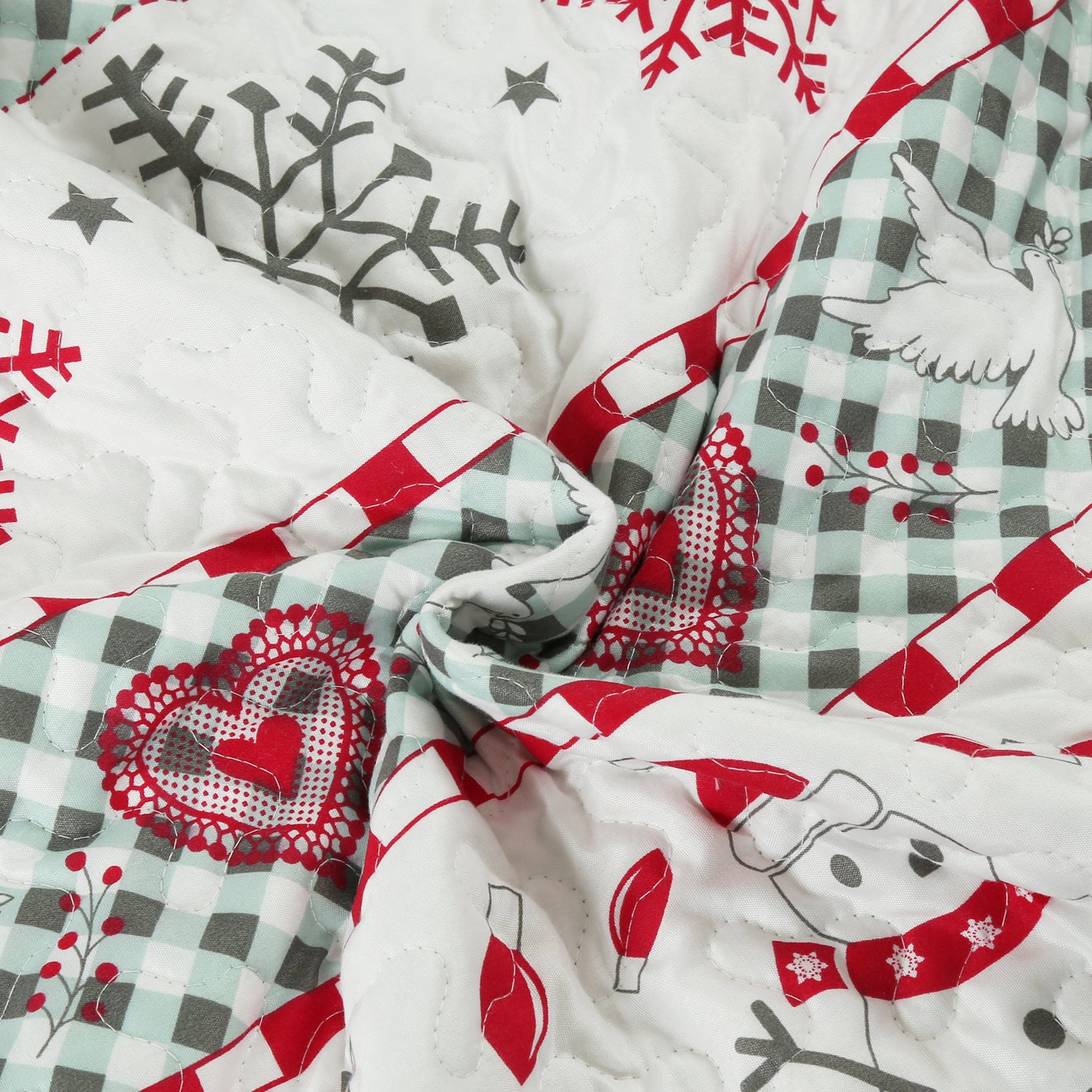 MarCielo 3 Piece Christmas Quilt Bedspread Set, Snowflake Christmas Tree Coverlet Set