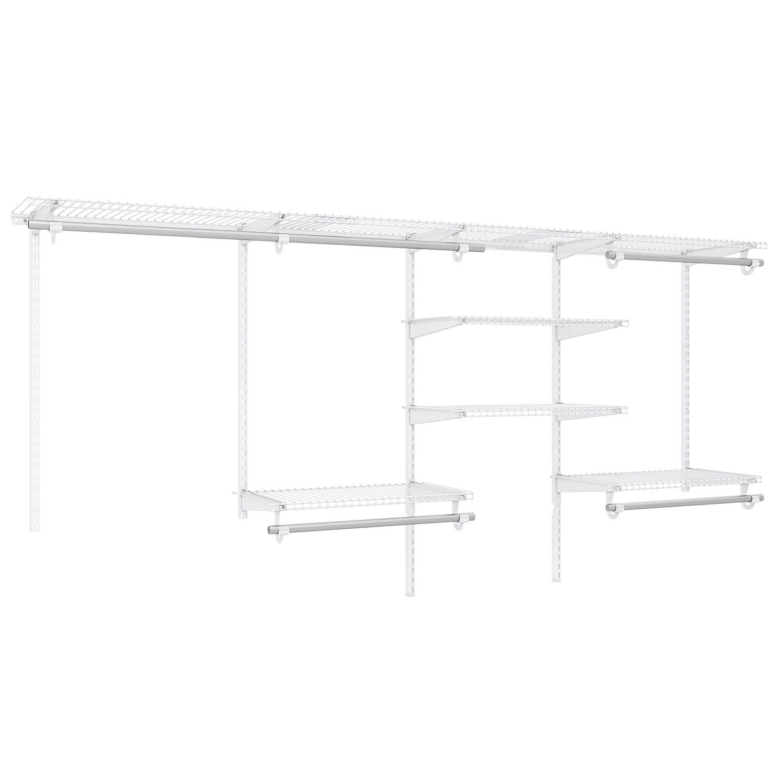 SUGIFT 4-ft to 8-ft Wall Mounted Closet Organizer System with 5 Hanging Rods and 7 Shelves for Laundry