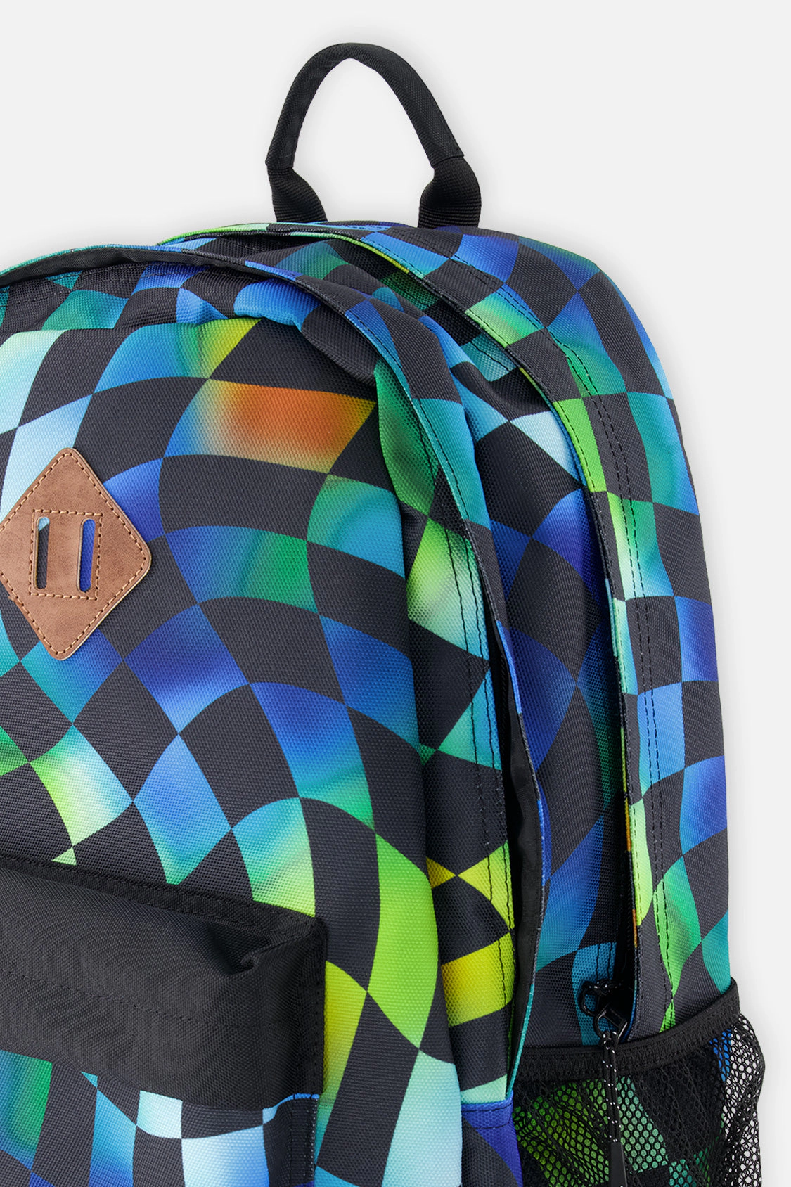 Deux par Deux Boys Checkered Print Two-Compartment Backpack with Padded Laptop Sleeve